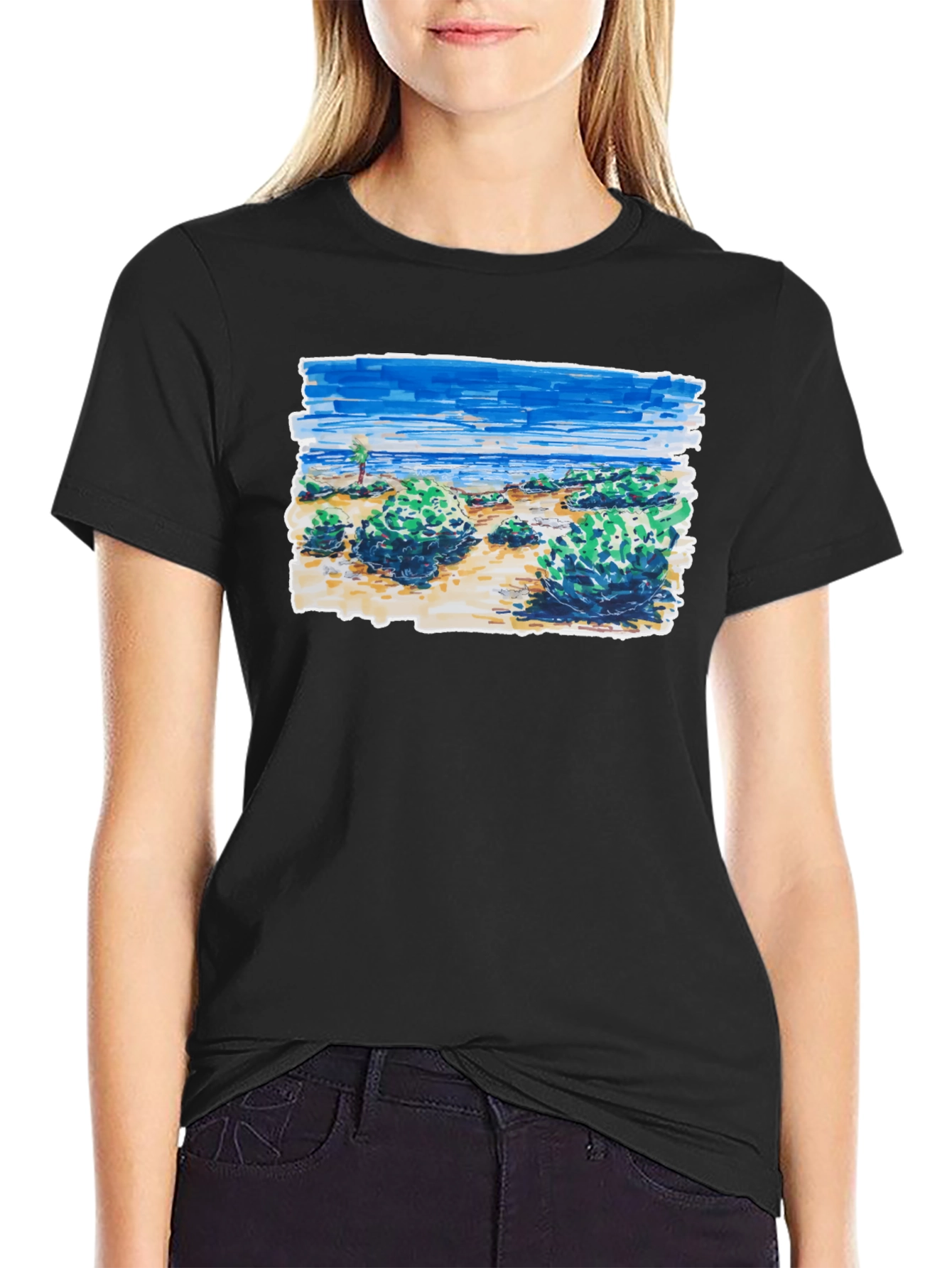 Coastal Sketch Graphic Tee - Black