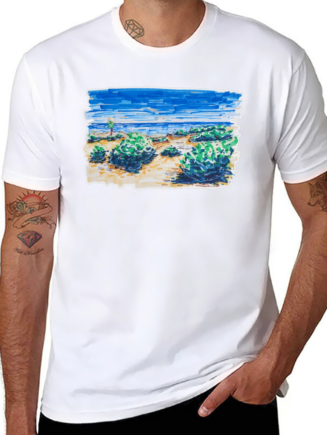 Coastal Sketch Graphic Tee - Black