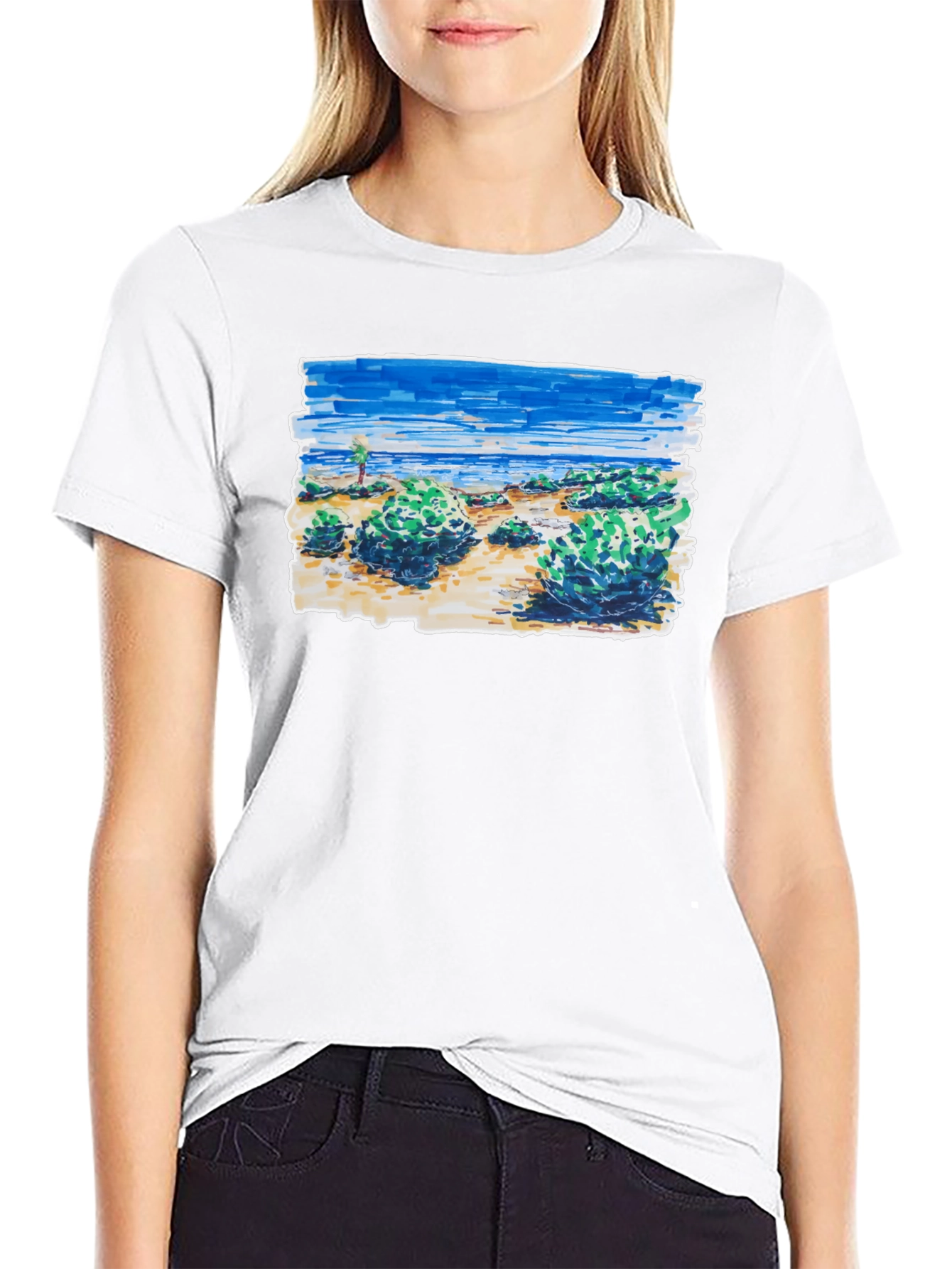 Coastal Sketch Graphic Tee - Black
