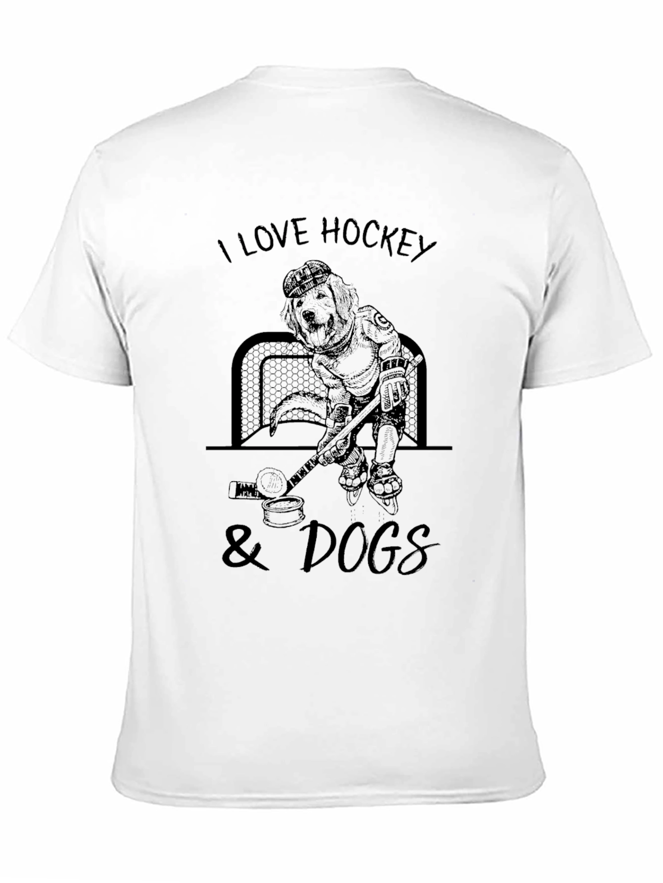 I Love Hockey & Dogs Black T-Shirt