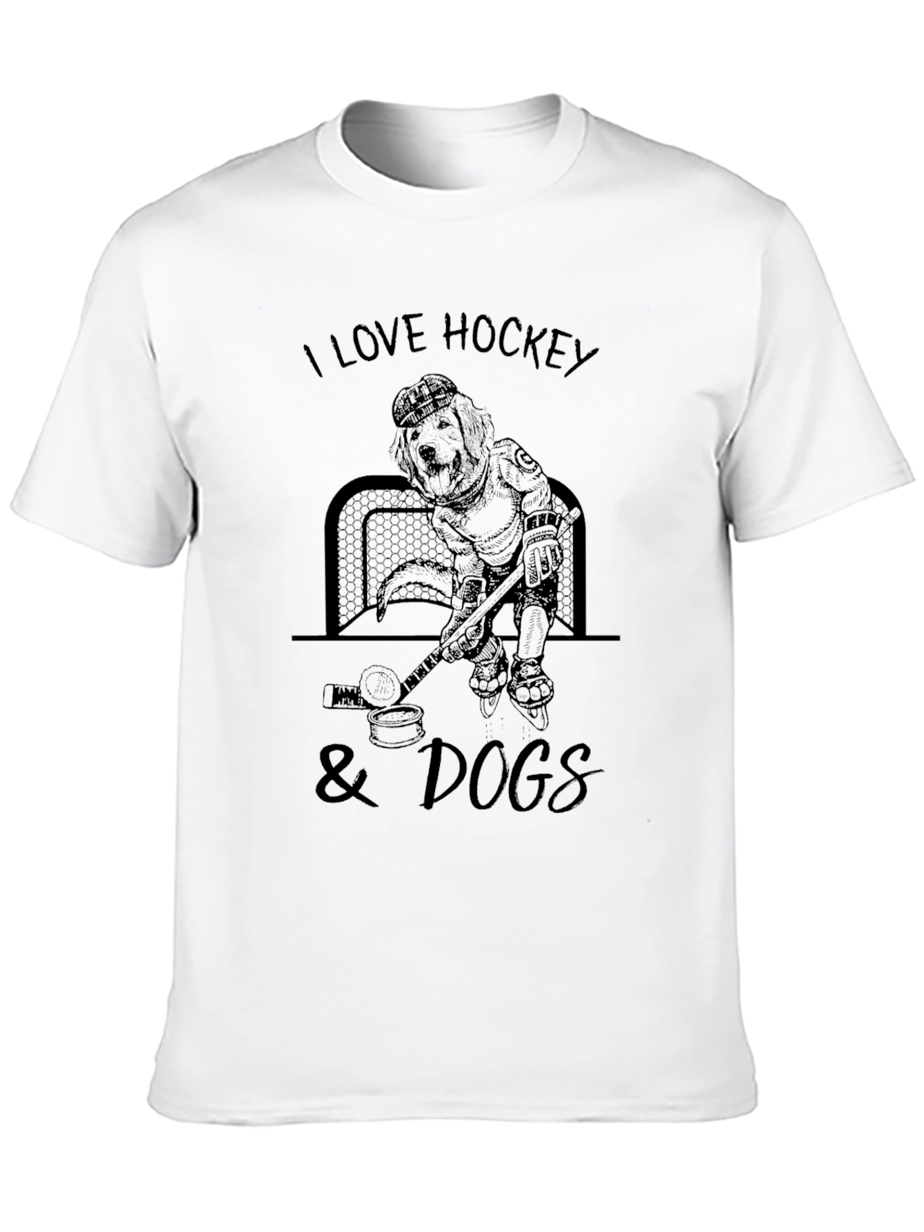 I Love Hockey & Dogs Black T-Shirt