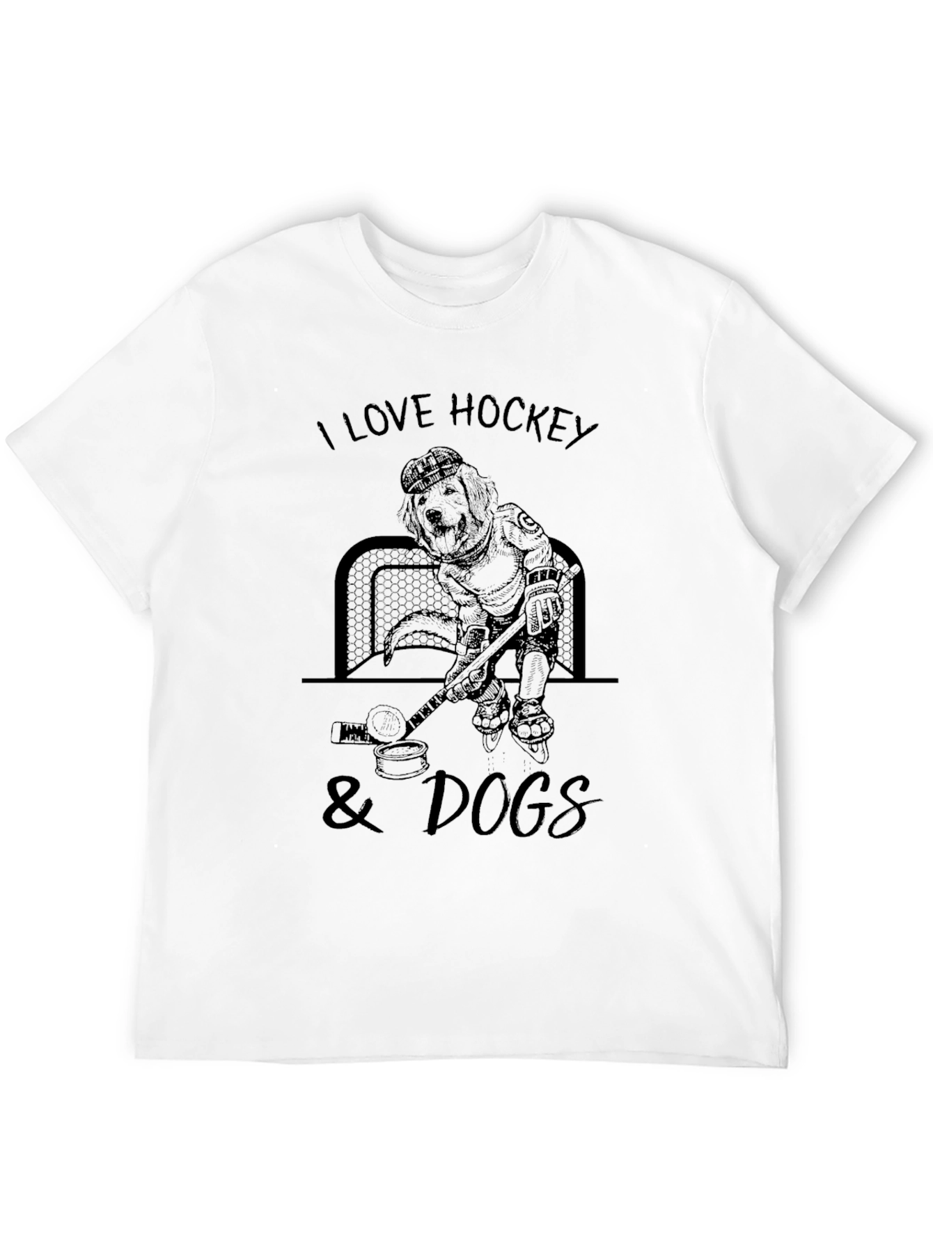 I Love Hockey & Dogs Black T-Shirt