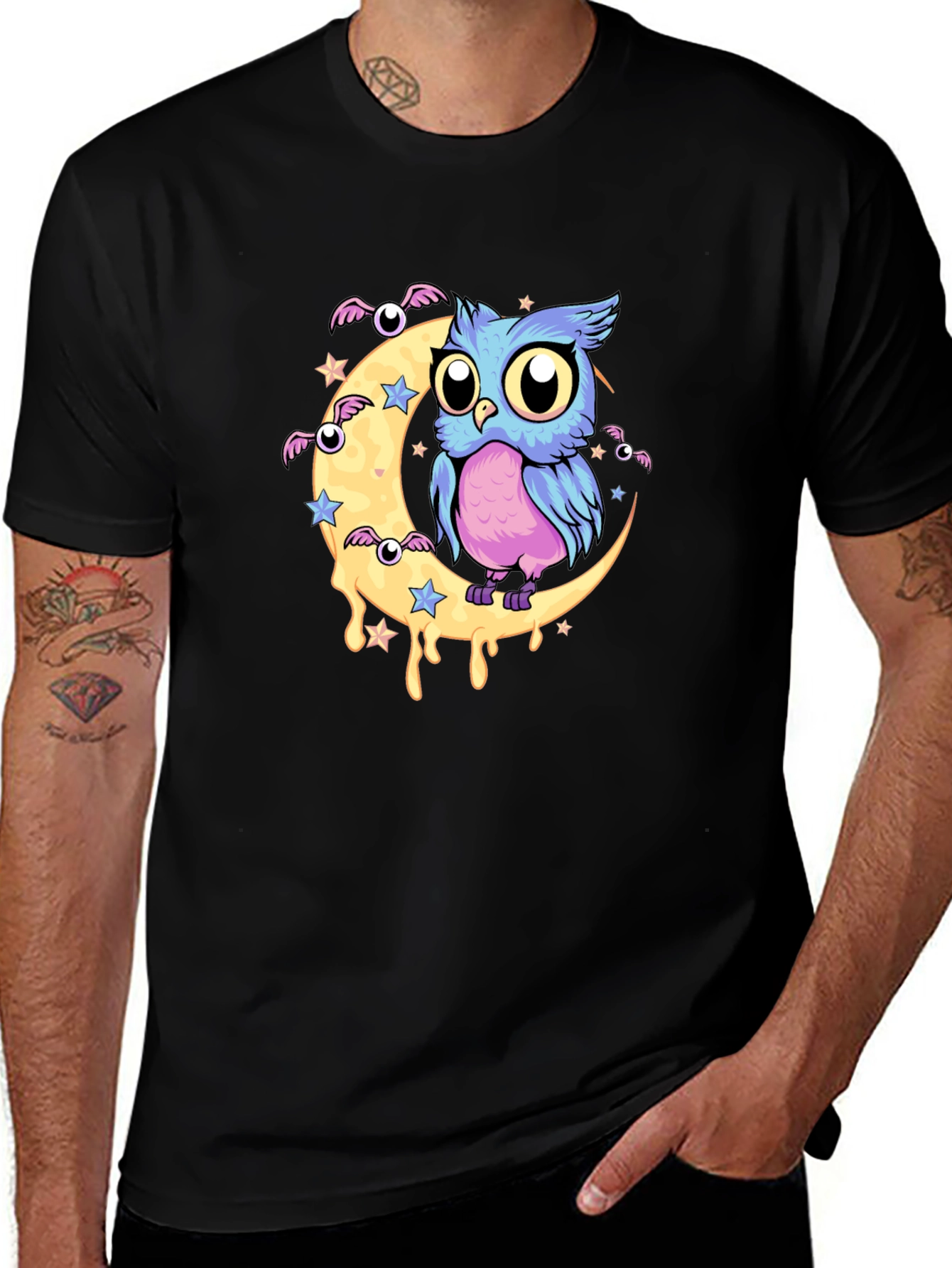 Owl Moon Graphic Black T-Shirt