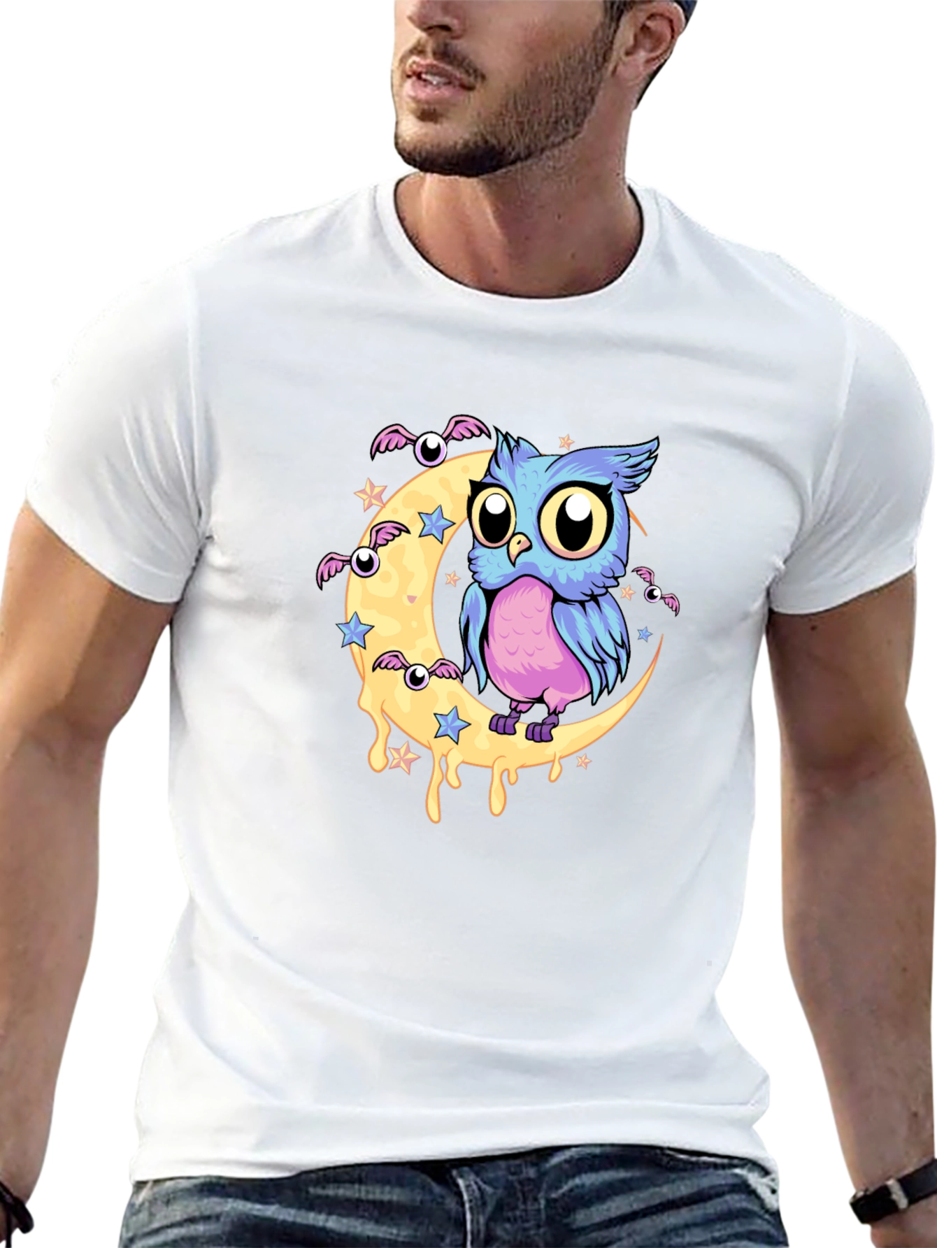 Owl Moon Graphic Black T-Shirt