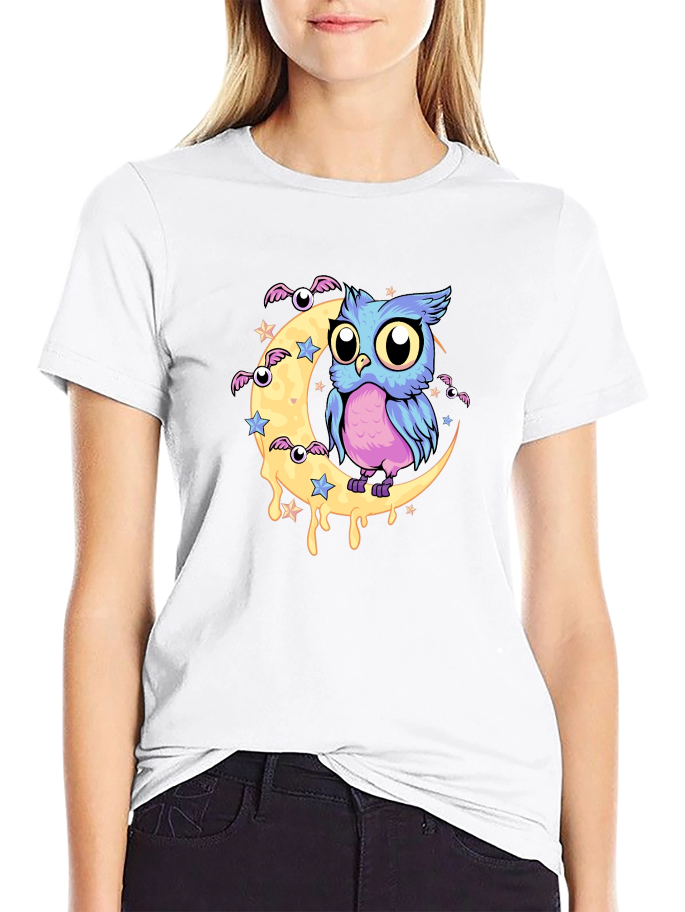 Owl Moon Graphic Black T-Shirt
