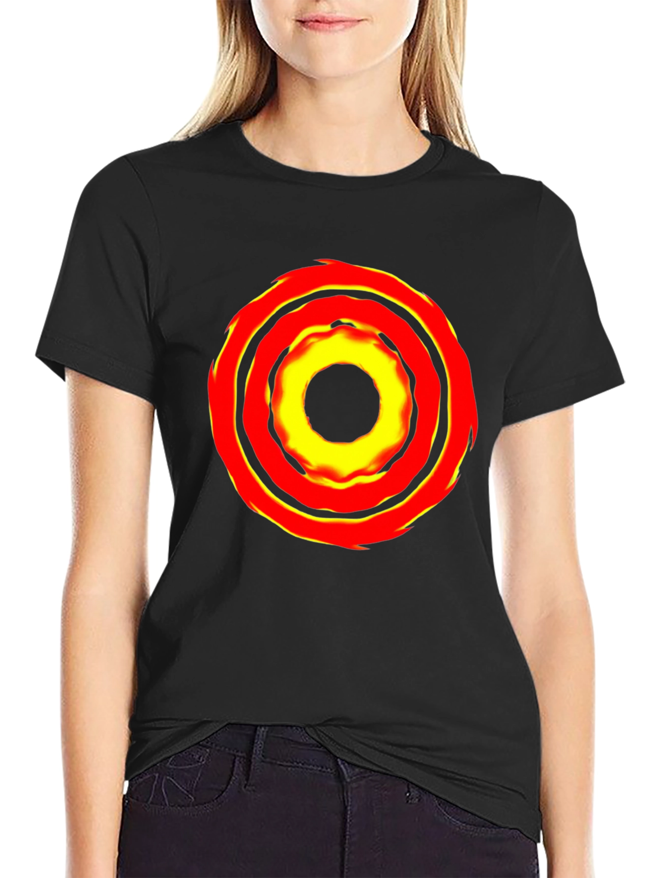 Bold Graphic Tee: Fiery Circle Design