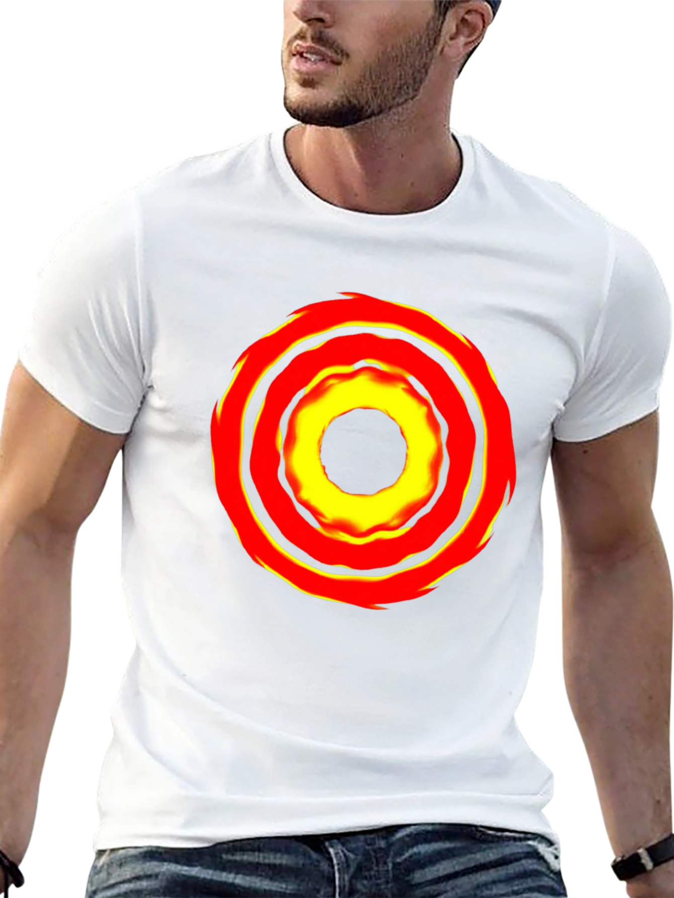 Bold Graphic Tee: Fiery Circle Design