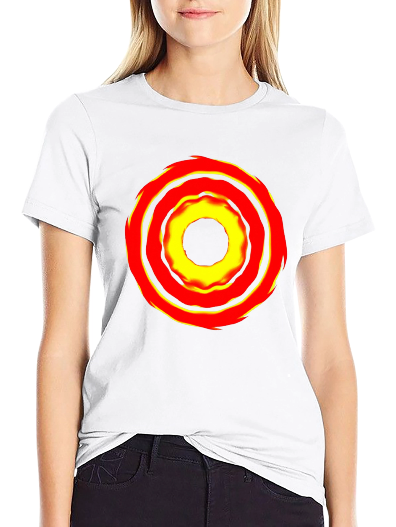 Bold Graphic Tee: Fiery Circle Design