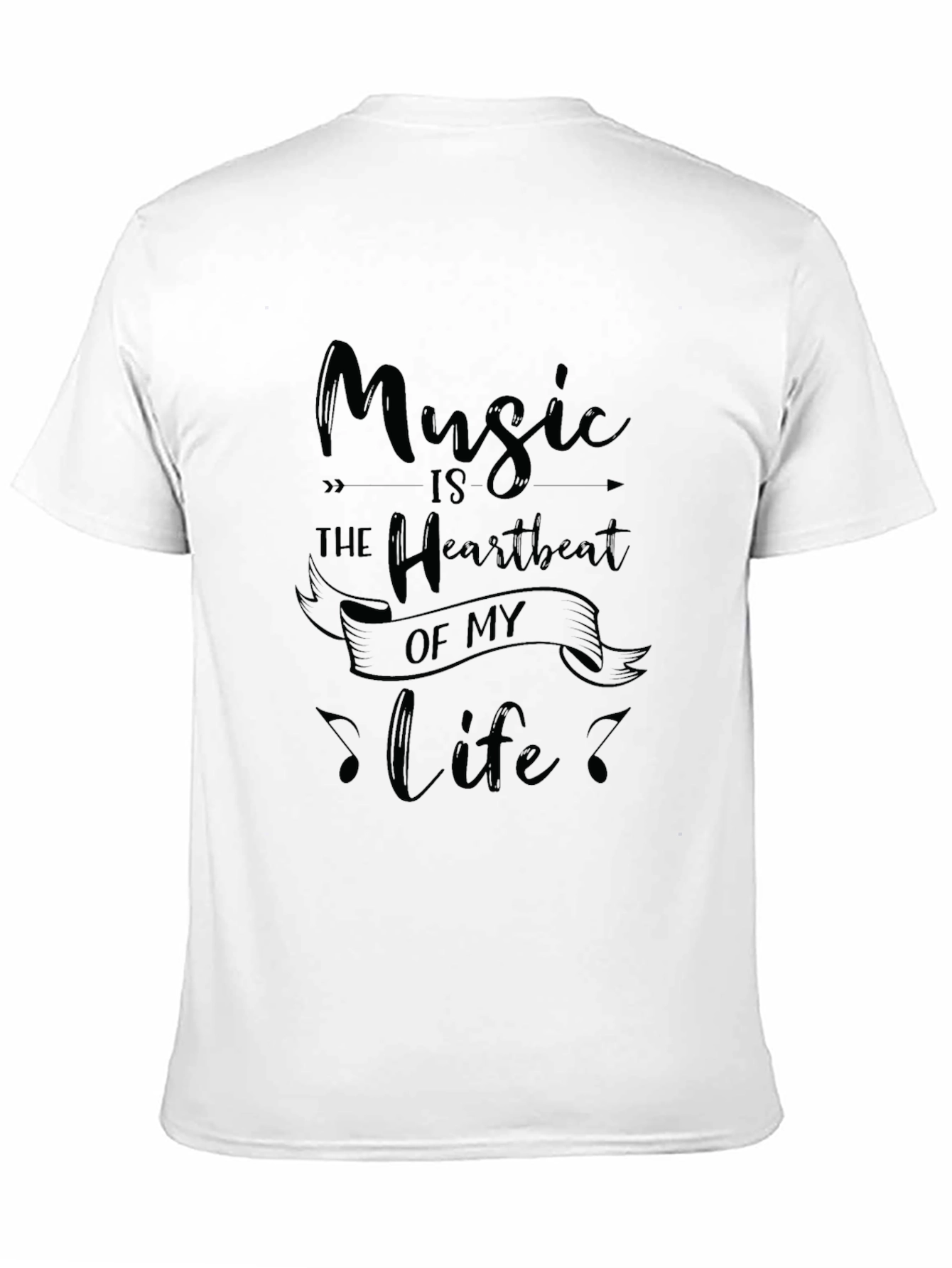 Music is the Heartbeat of My Life Black T-Shirt