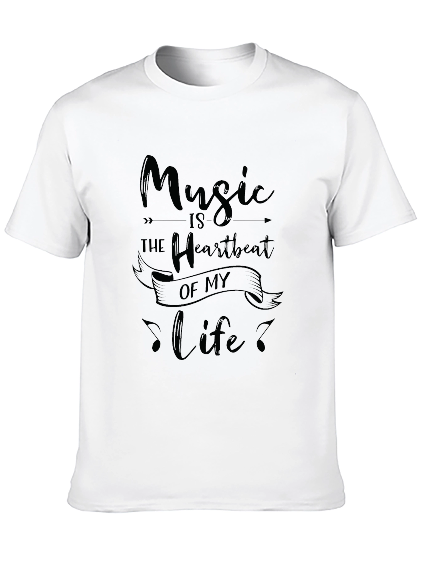 Music is the Heartbeat of My Life Black T-Shirt