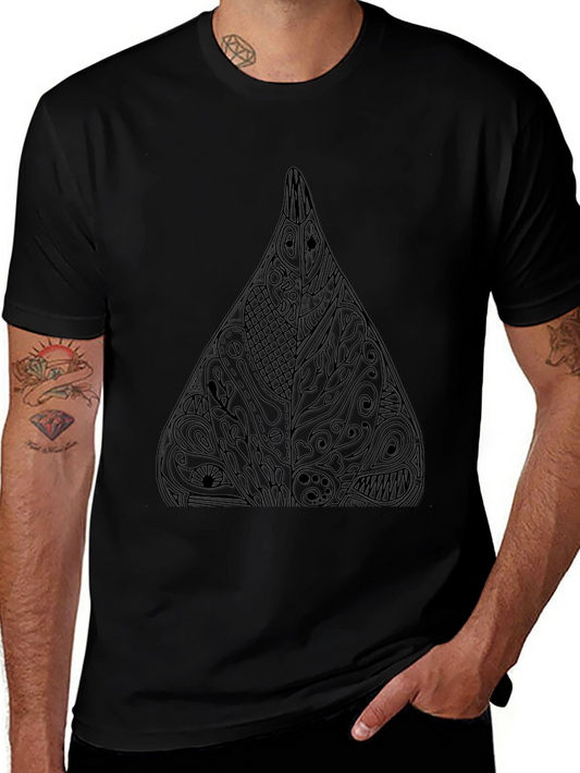 Abstract Geometric Triangle Graphic Tee - Black