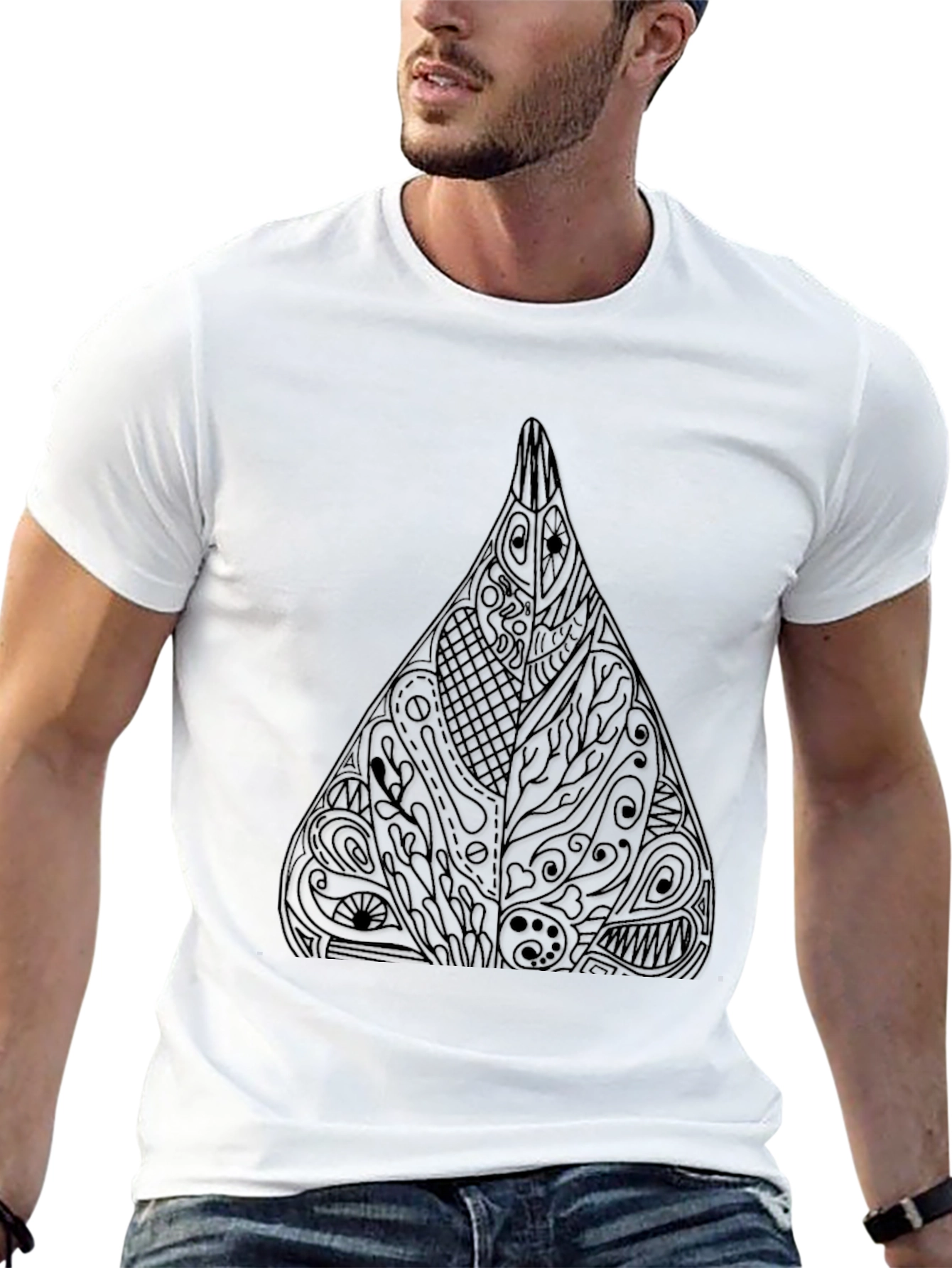 Abstract Geometric Triangle Graphic Tee - Black