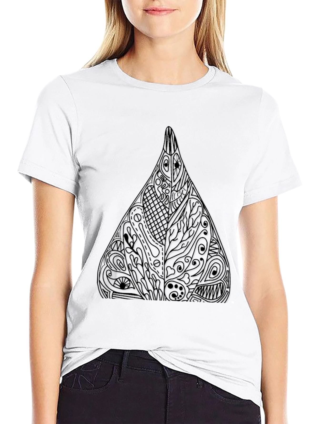 Abstract Geometric Triangle Graphic Tee - Black