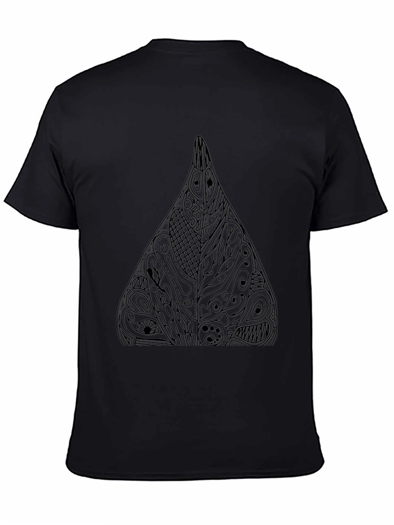Abstract Geometric Triangle Graphic Tee - Black
