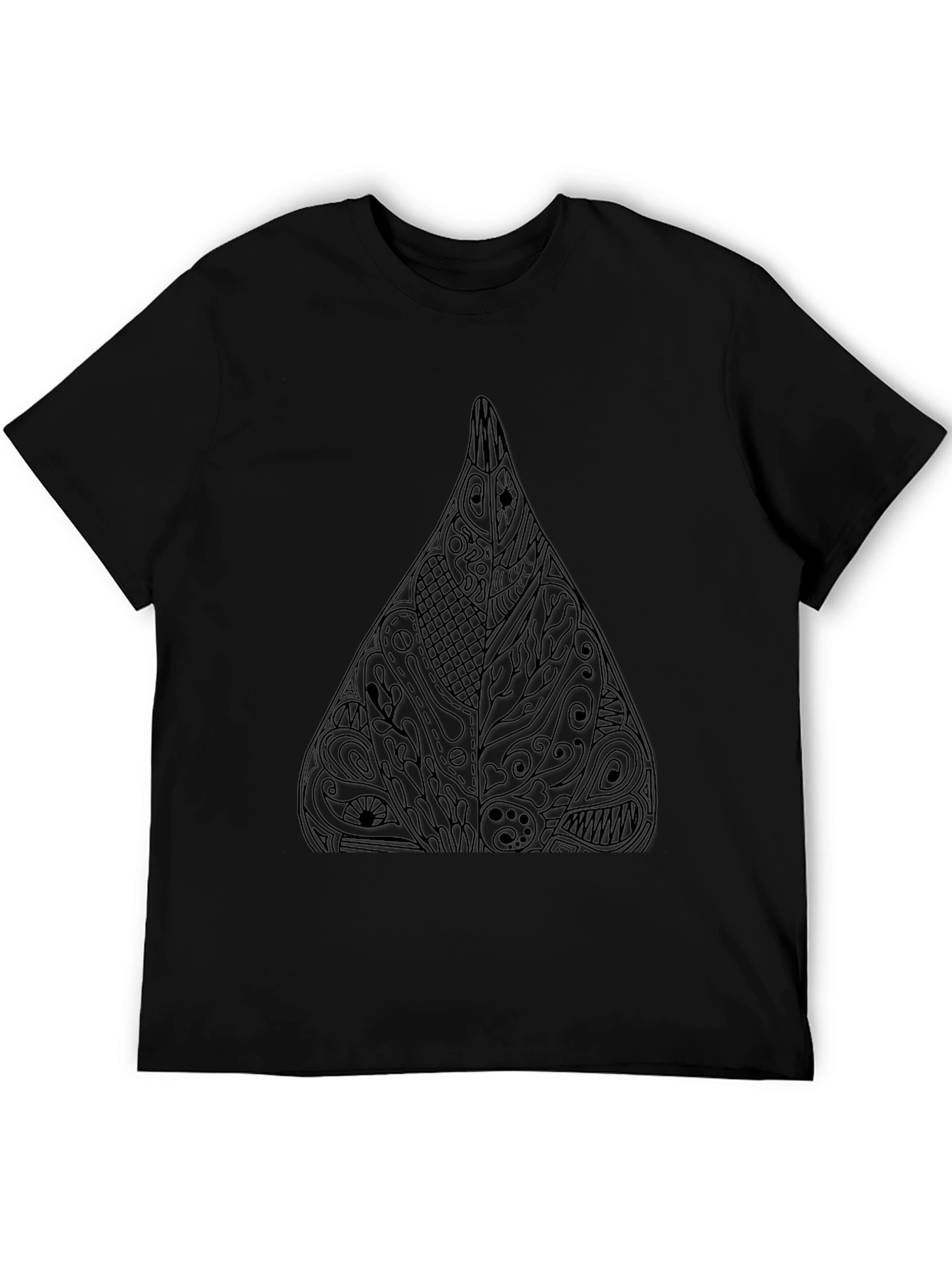 Abstract Geometric Triangle Graphic Tee - Black