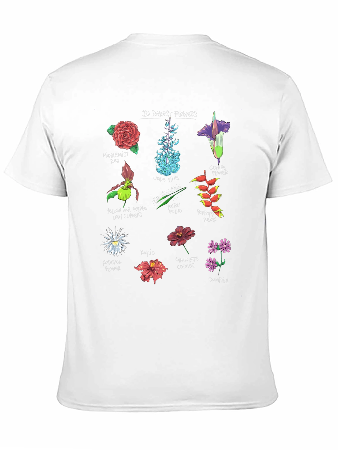 10 Rarest Flowers T-Shirt Botanical Graphic Tee