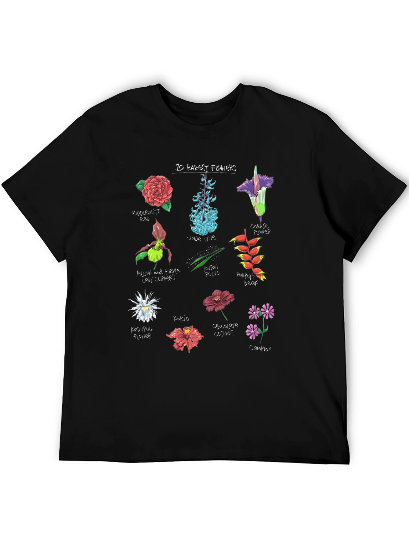 10 Rarest Flowers T-Shirt Botanical Graphic Tee