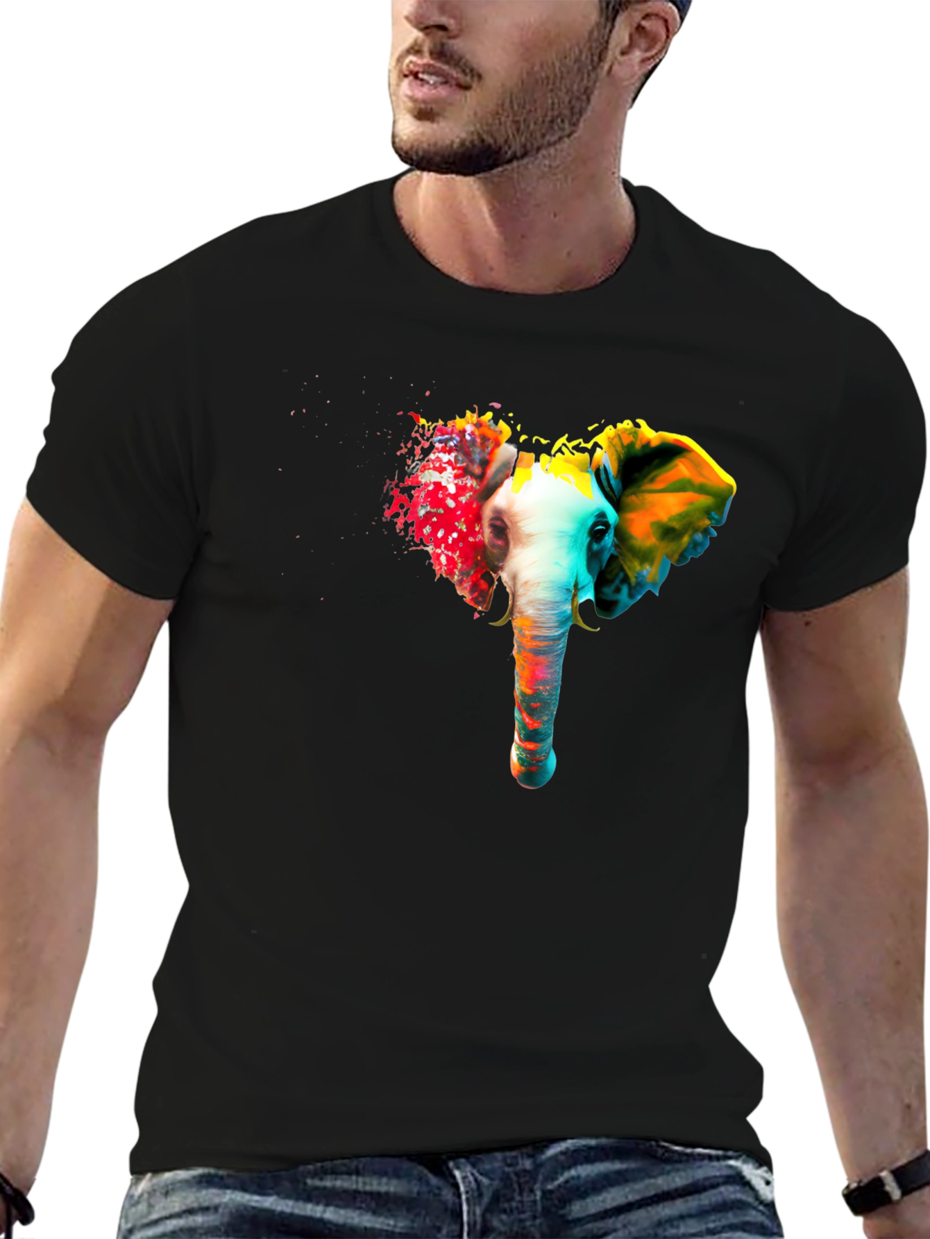 Vibrant Elephant Graphic T-Shirt - Unique Art Tee
