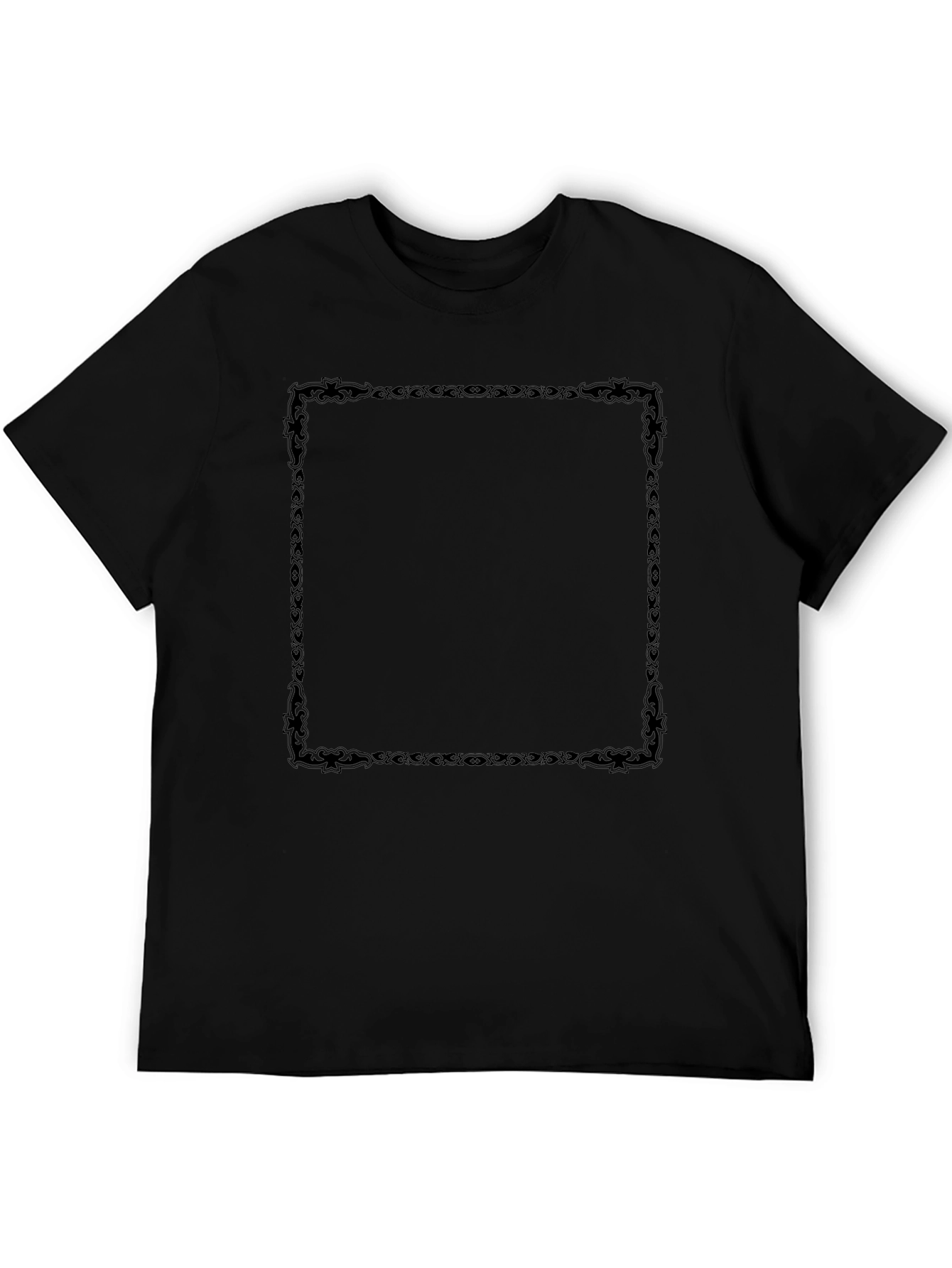 Black T-Shirt with Decorative Square Design