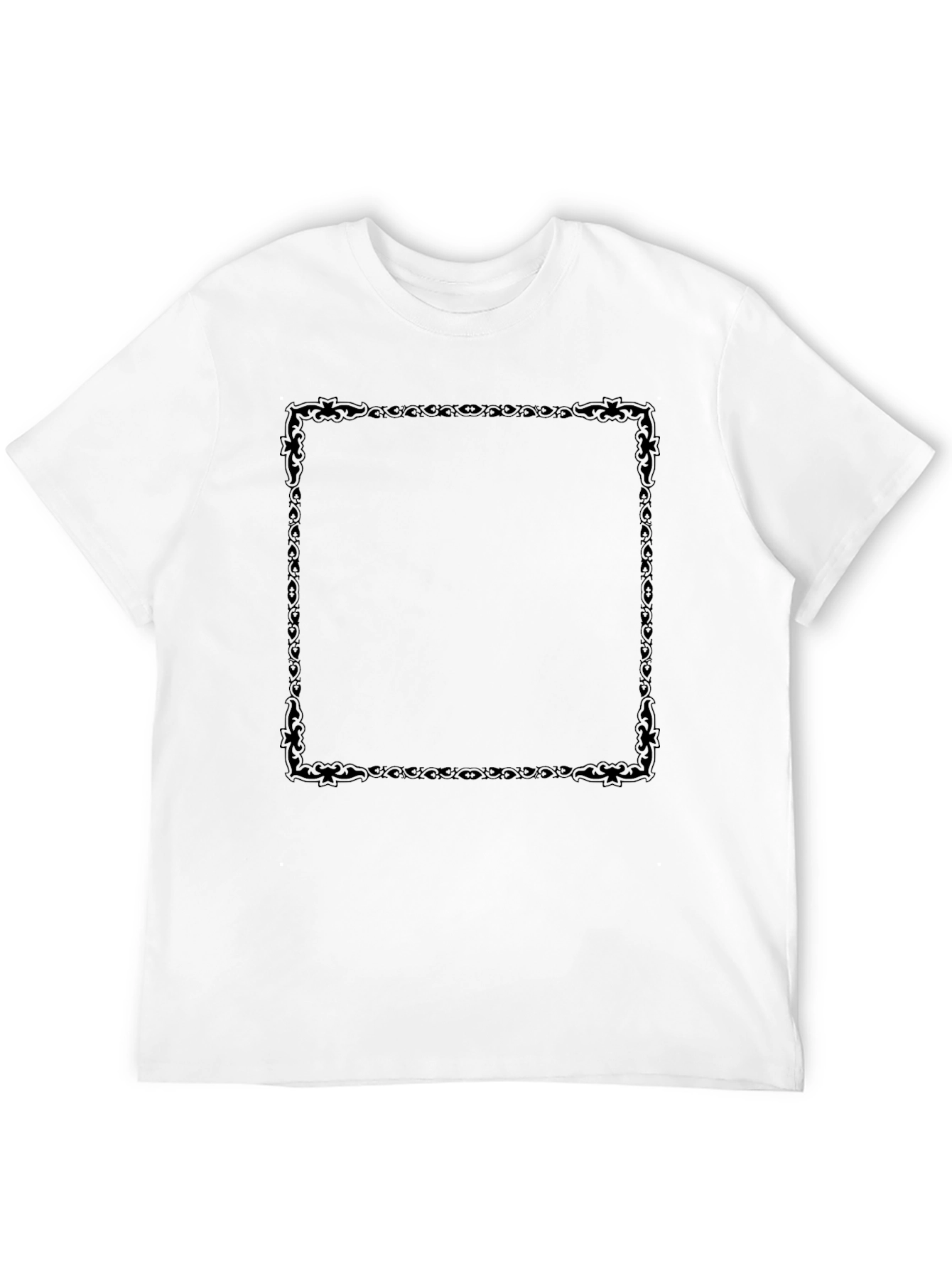 Black T-Shirt with Decorative Square Design