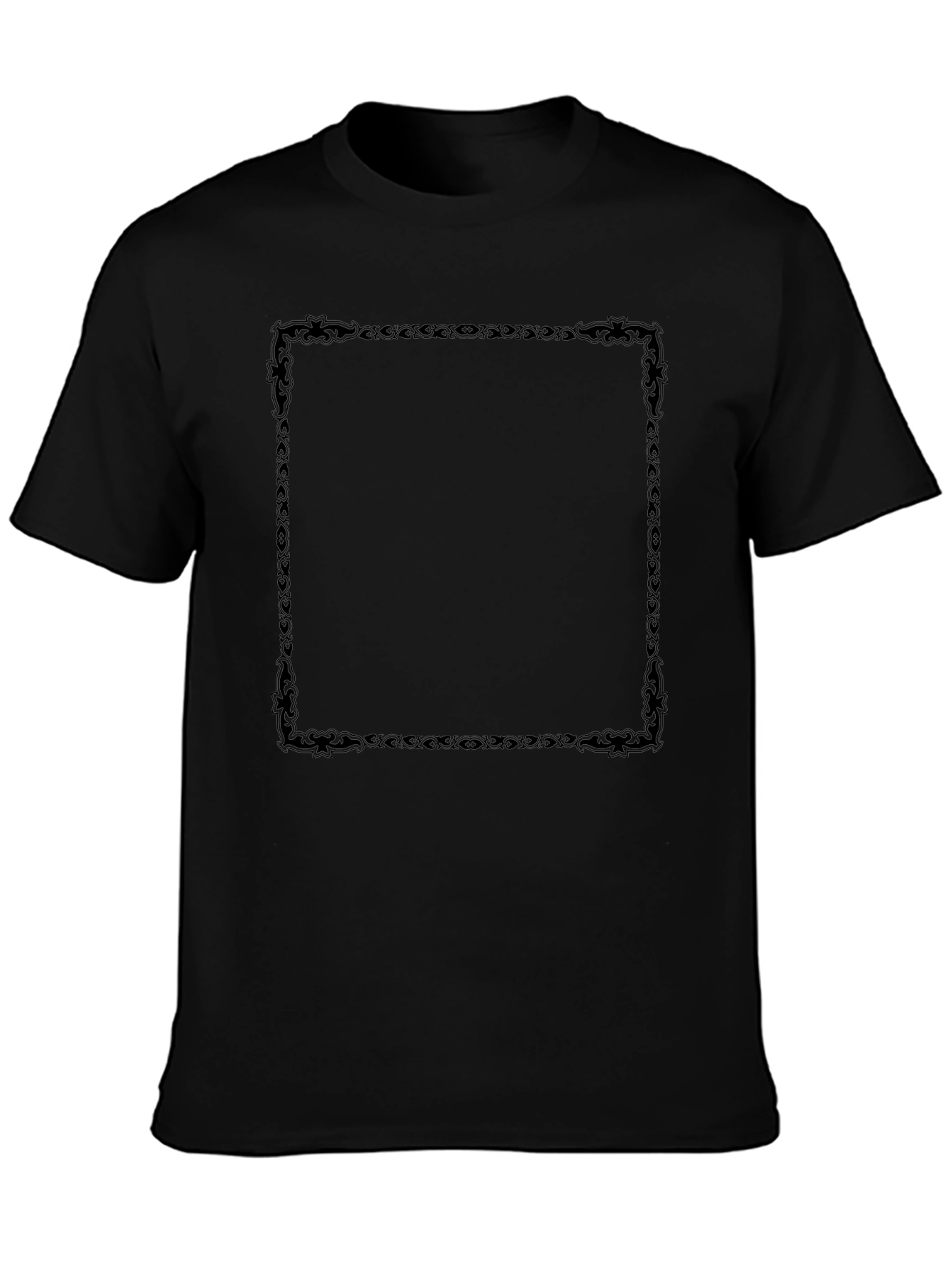 Black T-Shirt with Decorative Square Design