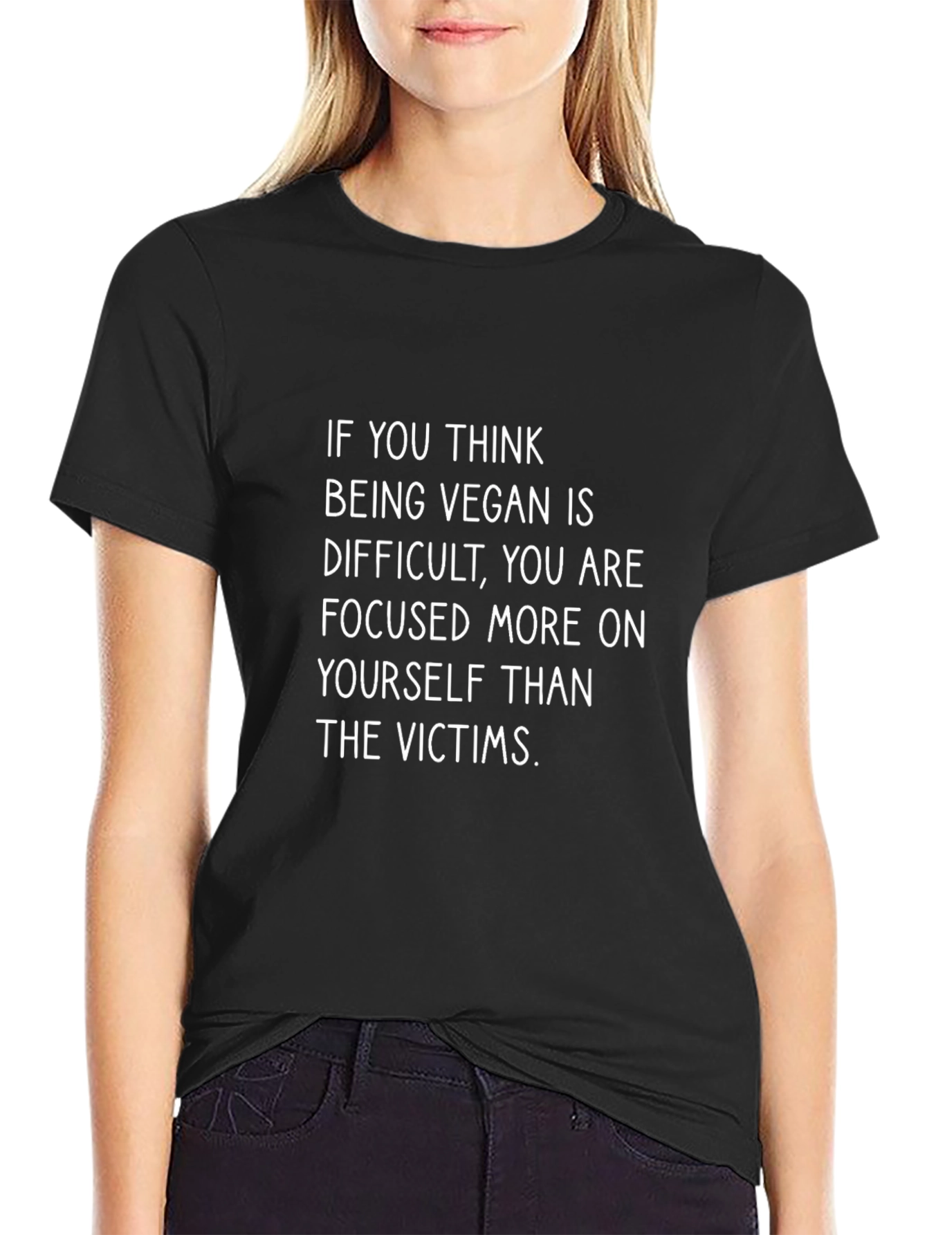 Vegan Slogan T-Shirt - Focus on the Victims