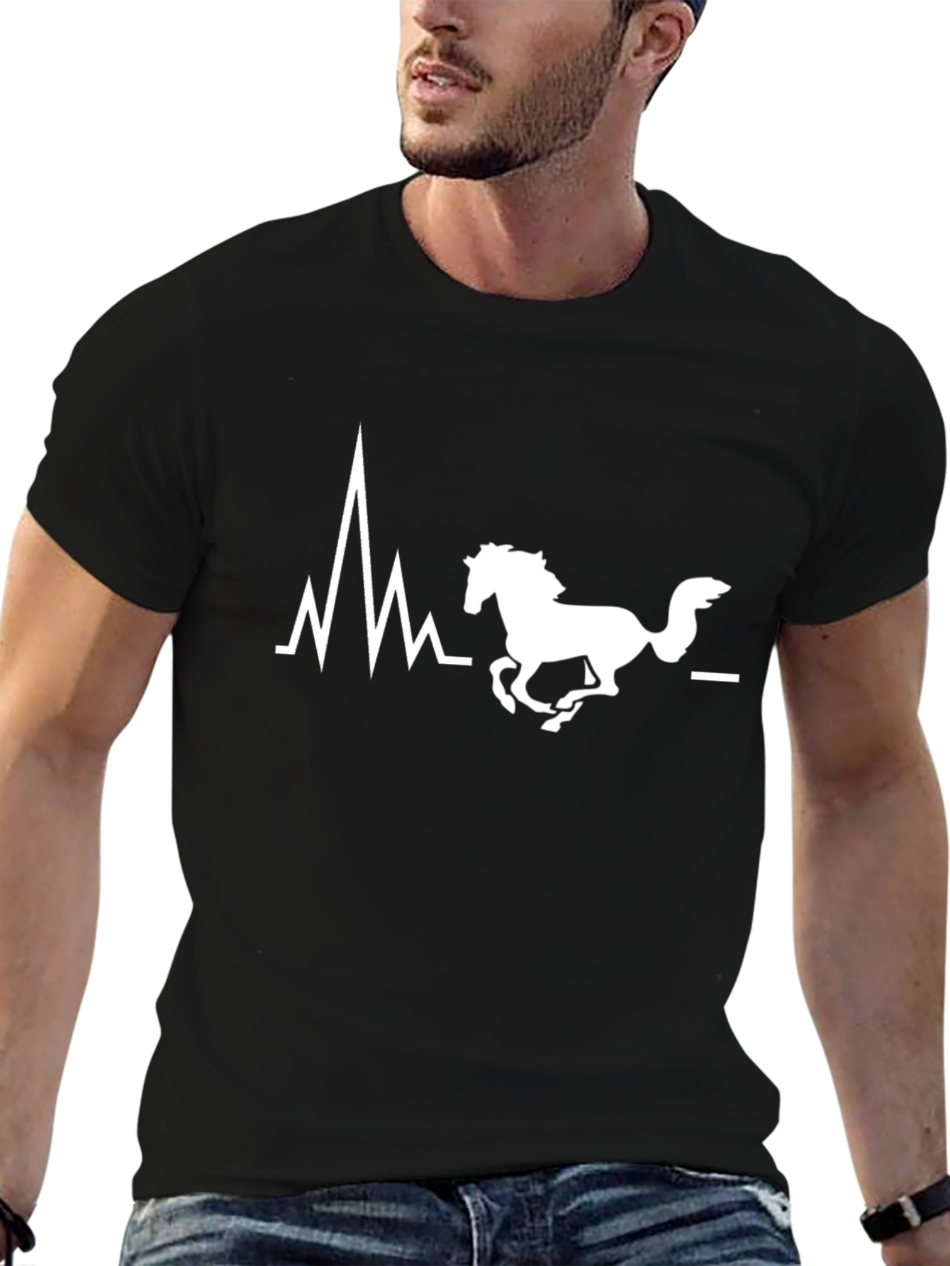 Horse Heartbeat T-Shirt - Black