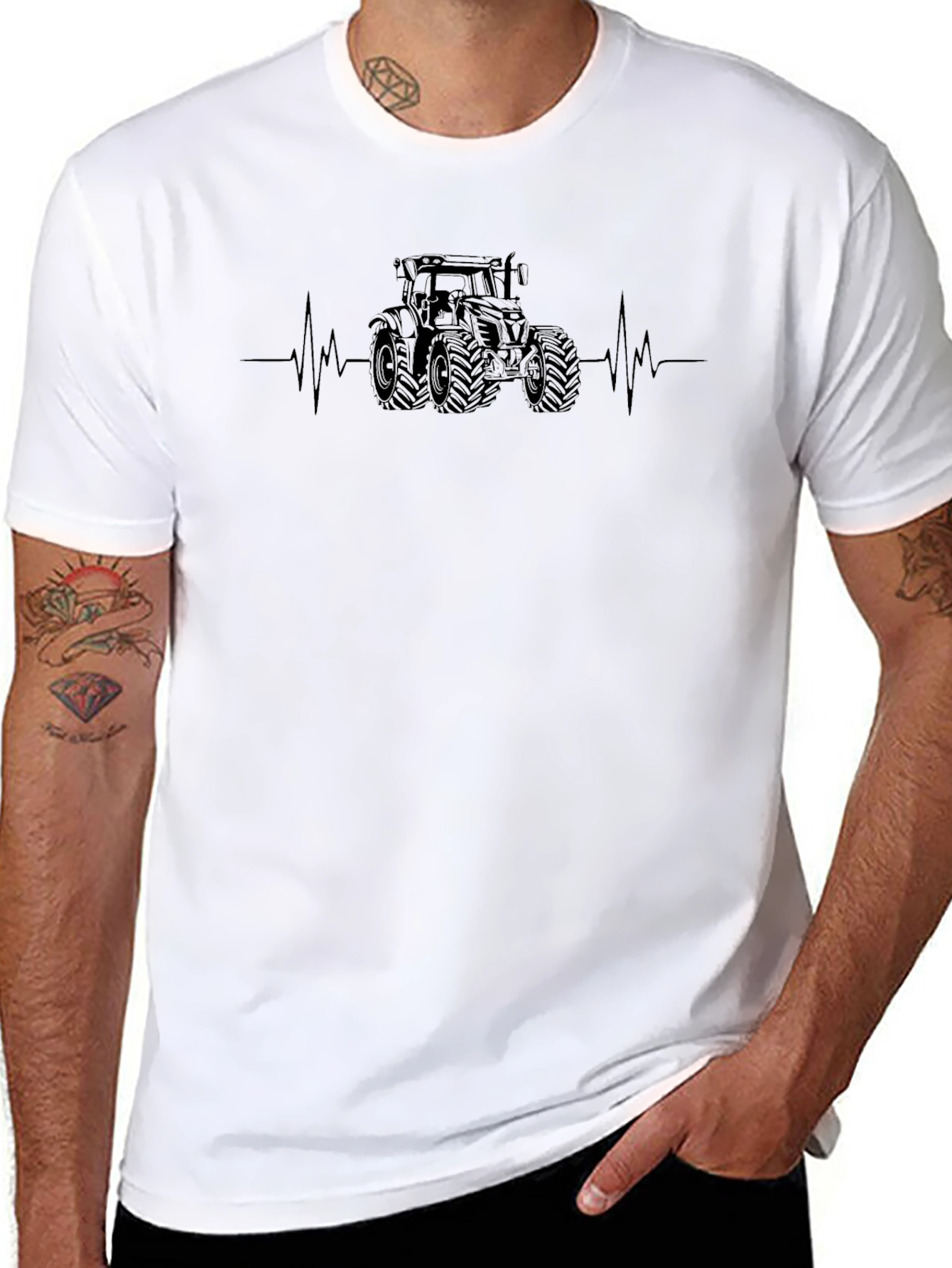 Tractor Heartbeat Graphic Tee - Farming Life Shirt