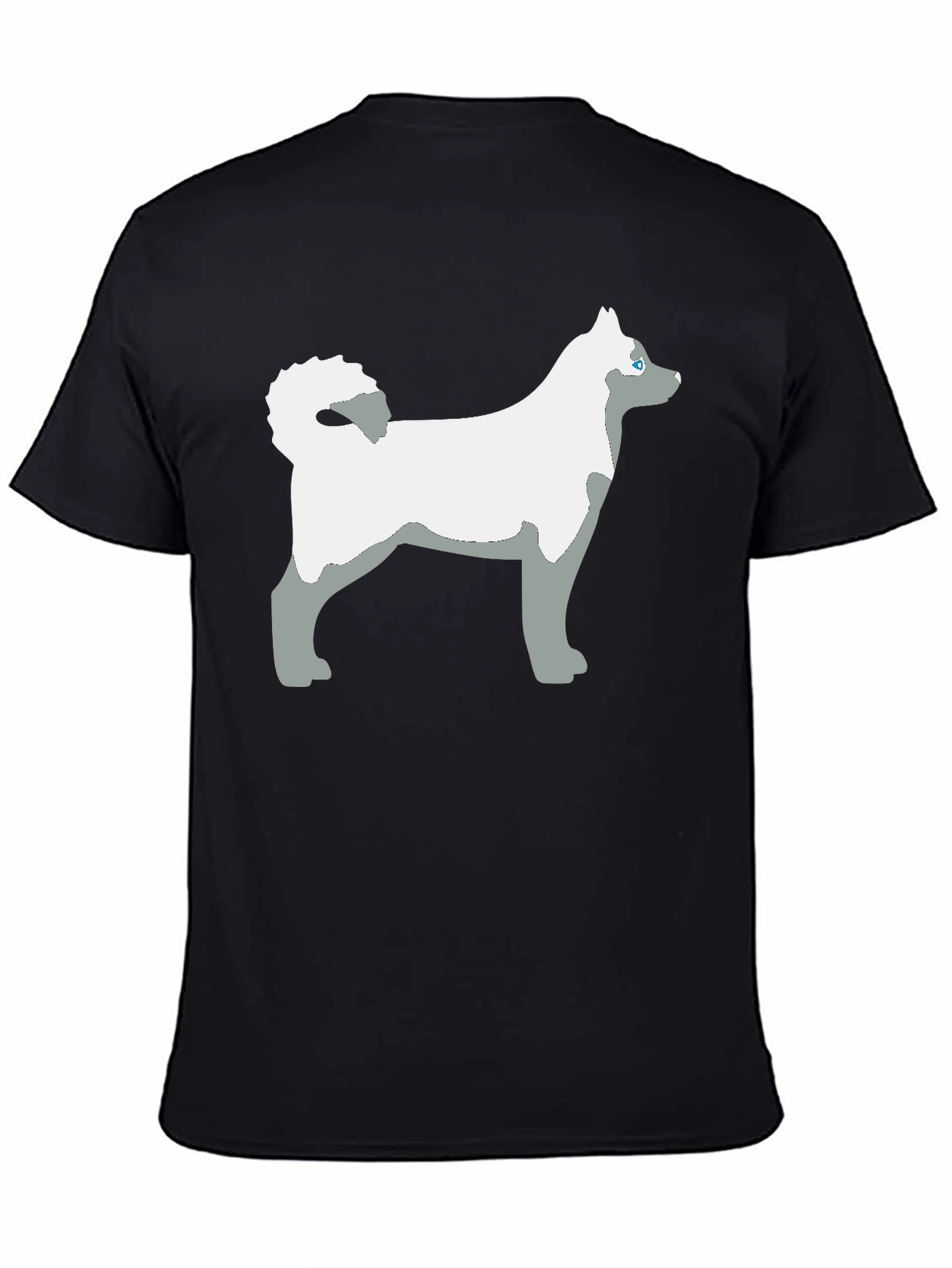 Husky Dog Graphic Tee - Black Cotton Casual T-Shirt