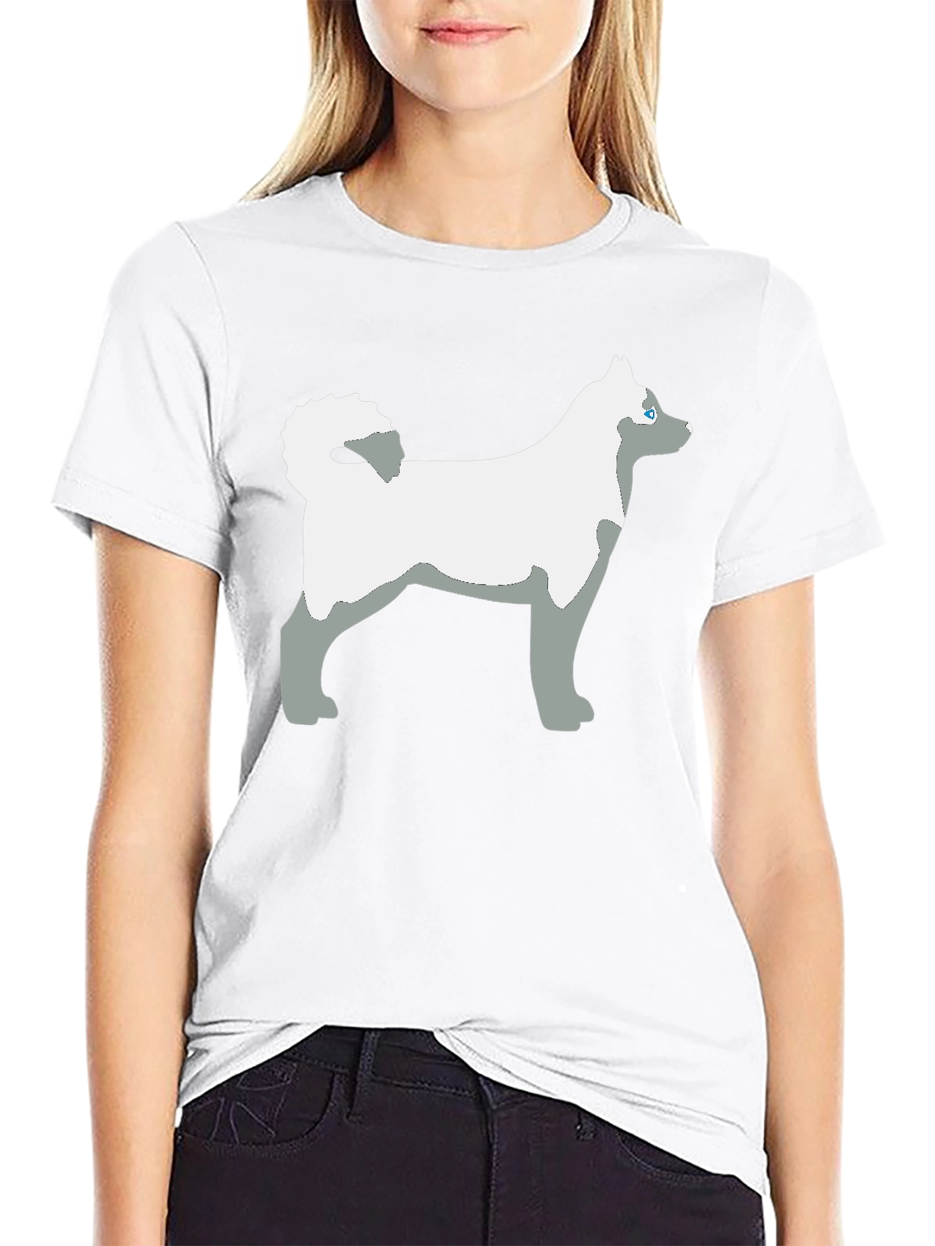 Husky Dog Graphic Tee - Black Cotton Casual T-Shirt
