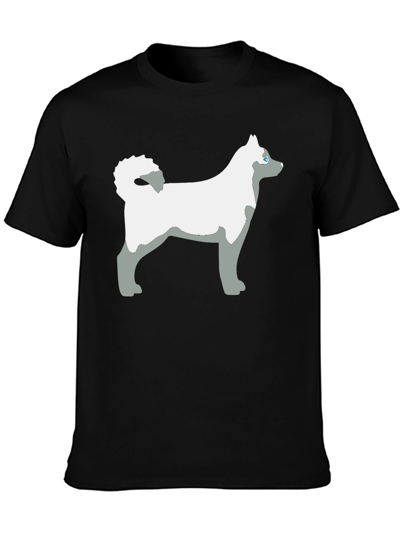 Husky Dog Graphic Tee - Black Cotton Casual T-Shirt