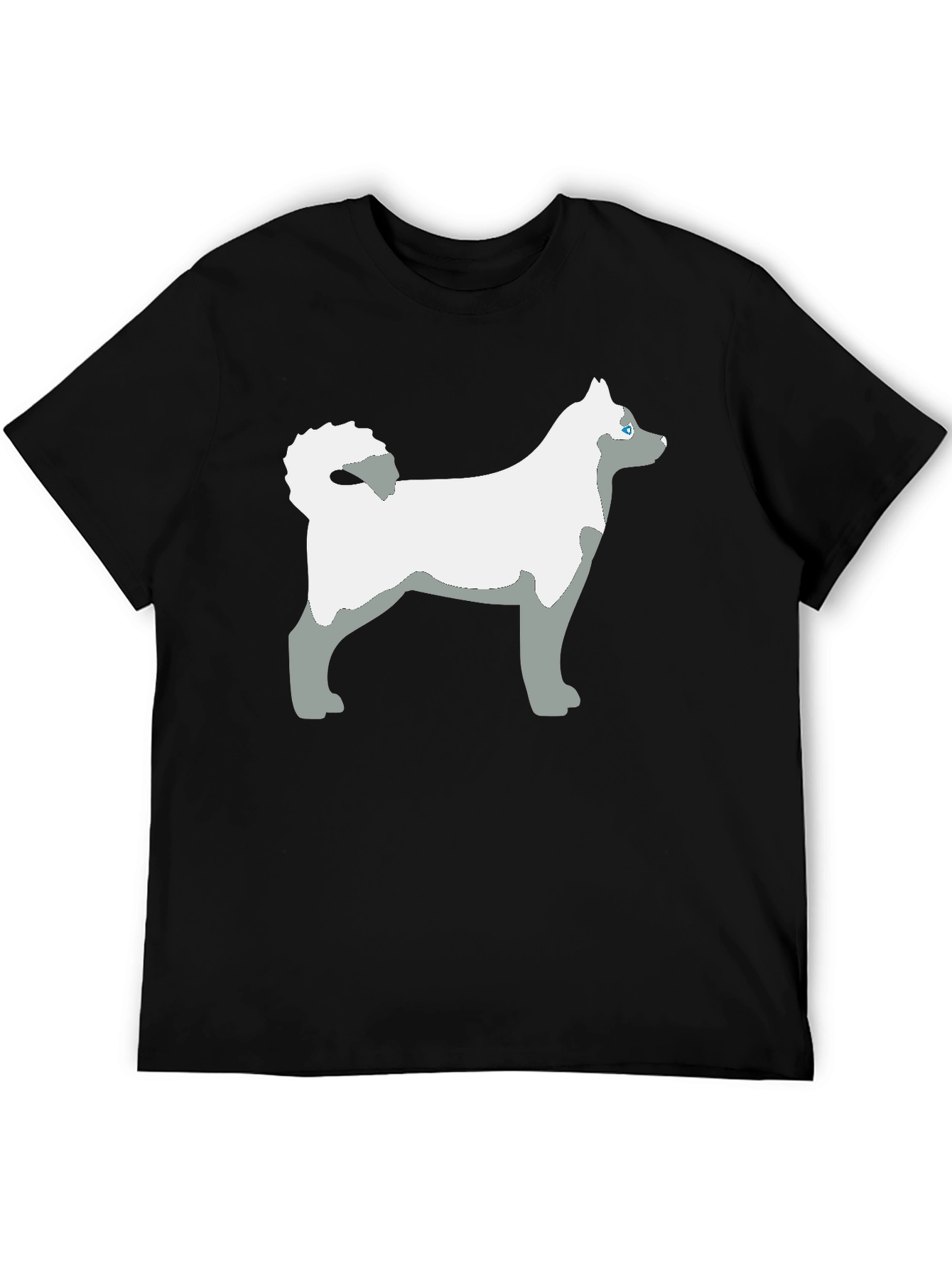 Husky Dog Graphic Tee - Black Cotton Casual T-Shirt
