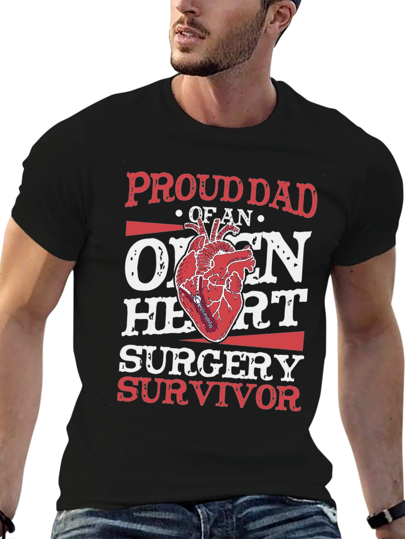 Proud Dad Open Heart Surgery Survivor Graphic T-Shirt