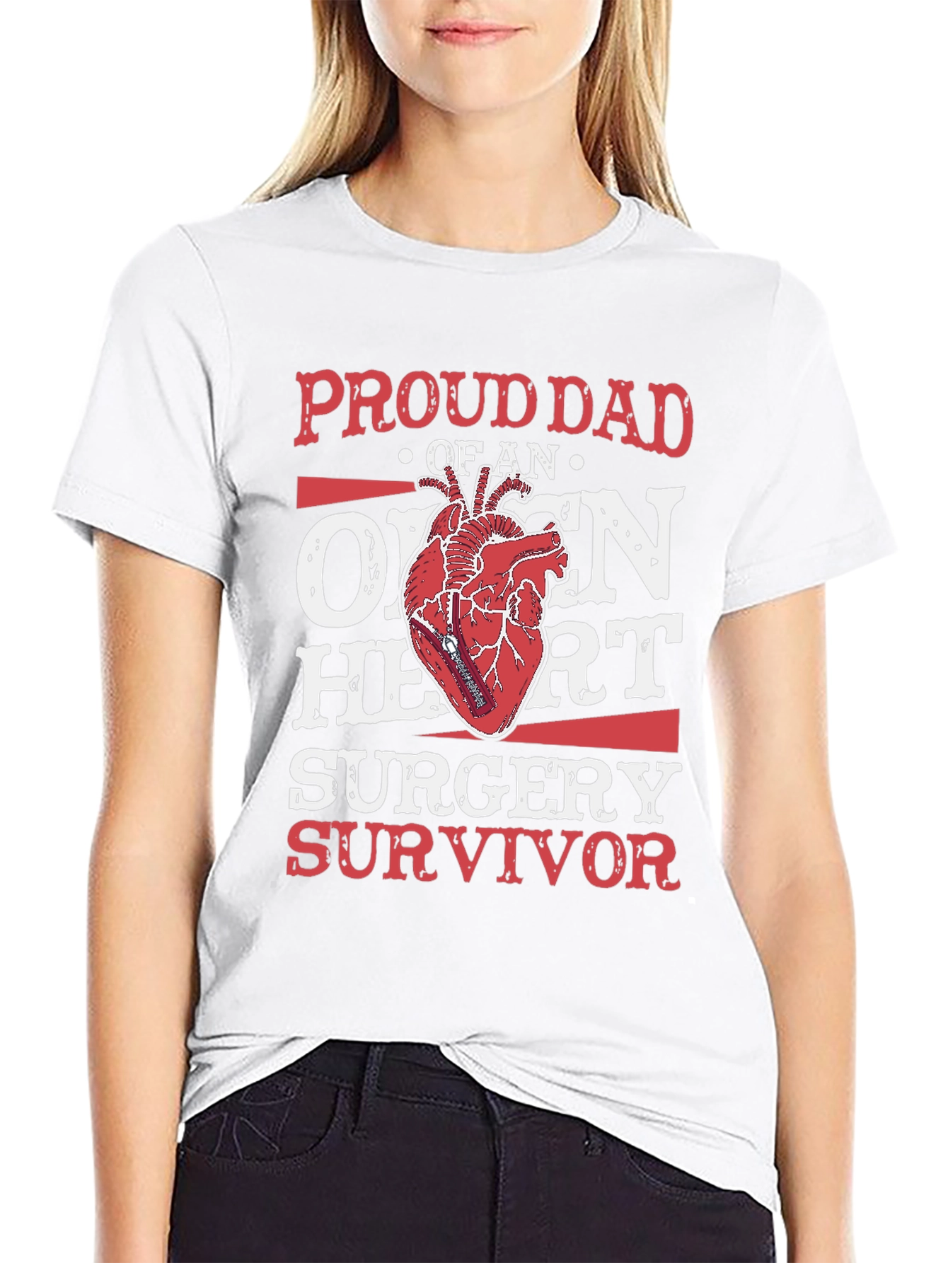 Proud Dad Open Heart Surgery Survivor Graphic T-Shirt