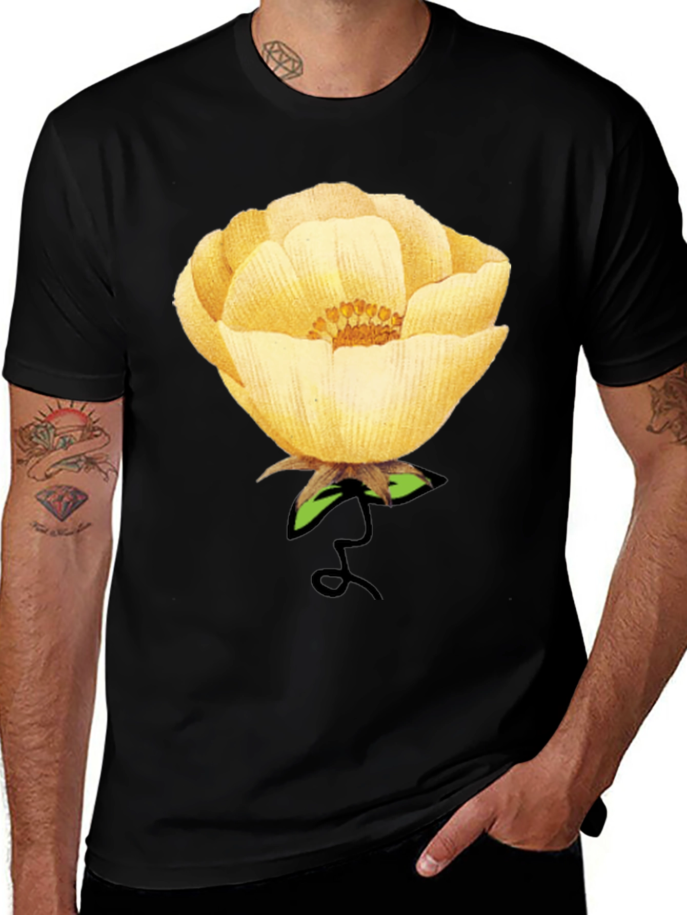Floral Graphic Tee - Yellow Blossom Print