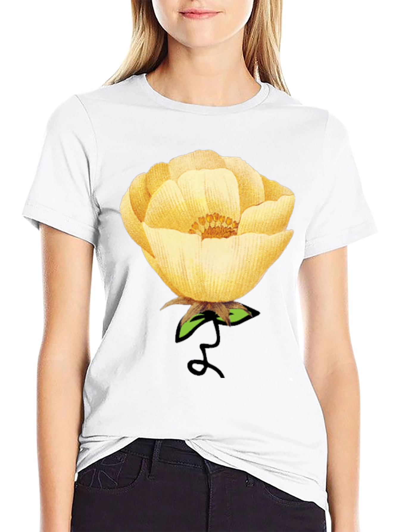Floral Graphic Tee - Yellow Blossom Print