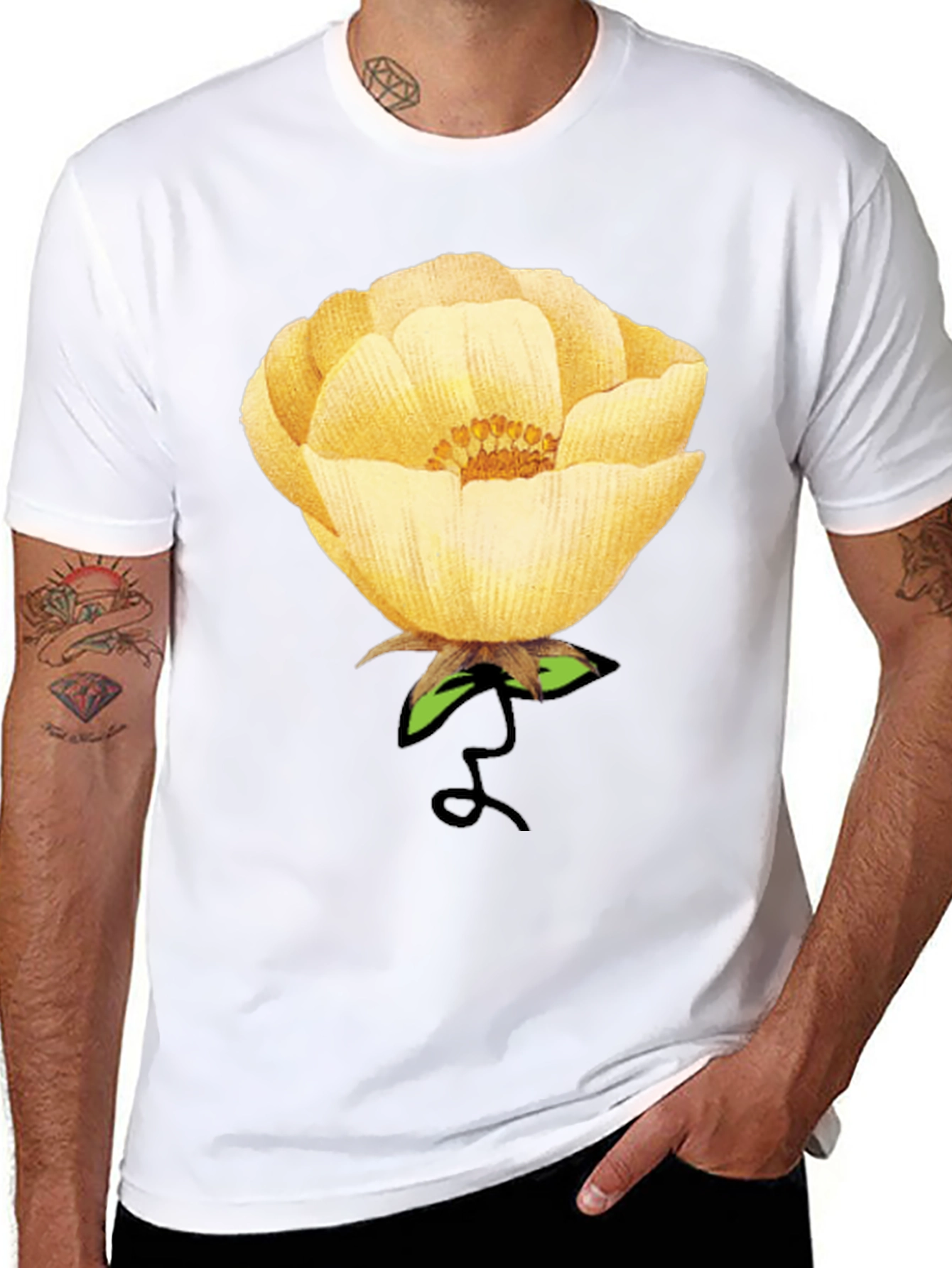 Floral Graphic Tee - Yellow Blossom Print