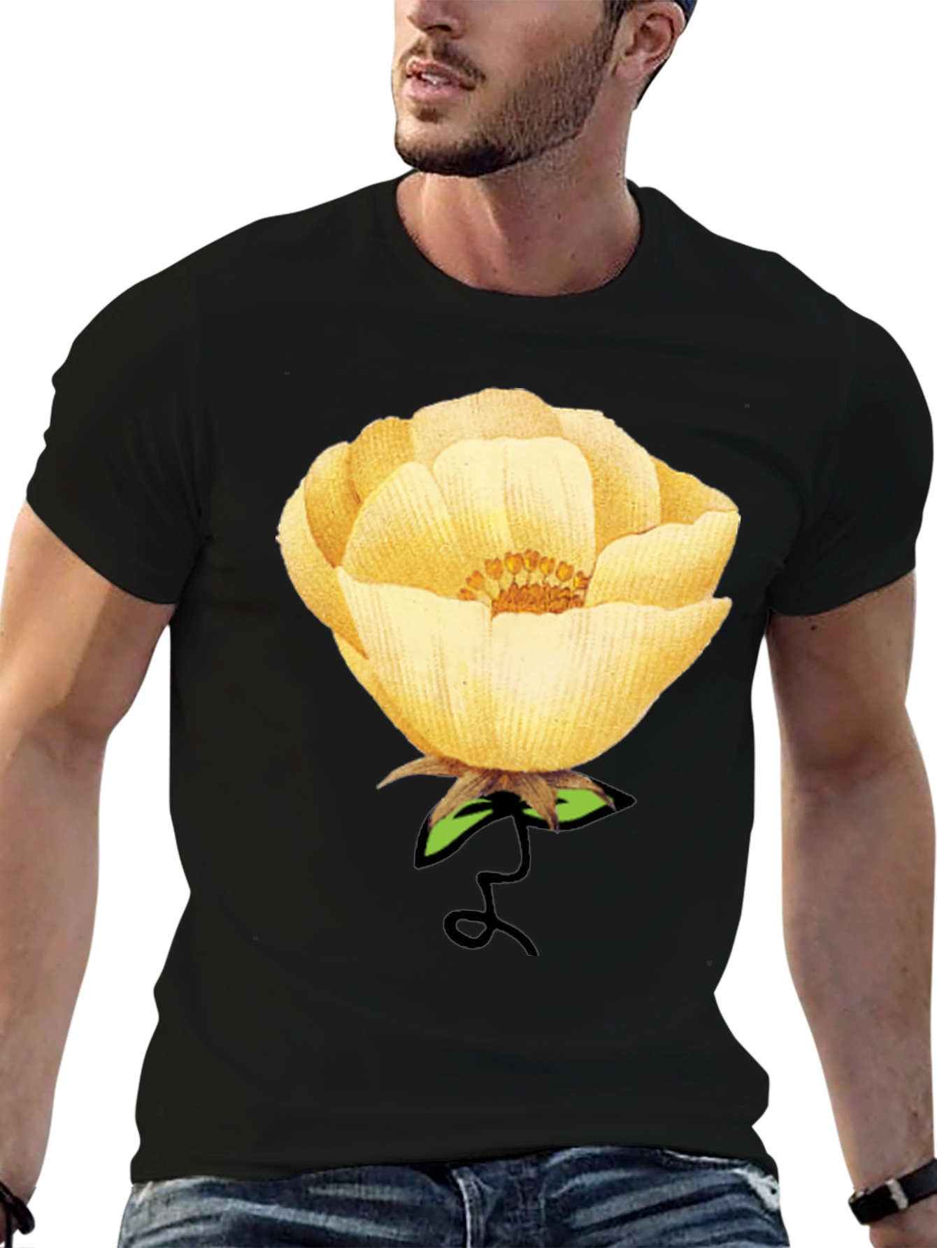 Floral Graphic Tee - Yellow Blossom Print