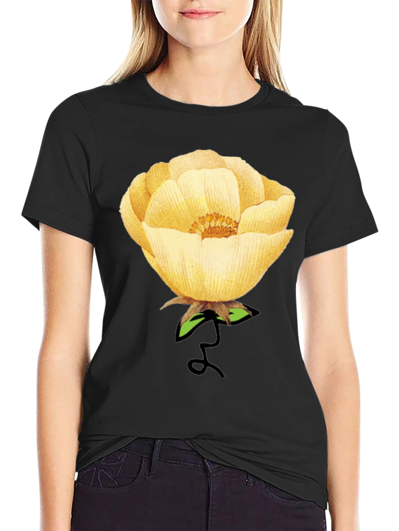 Floral Graphic Tee - Yellow Blossom Print