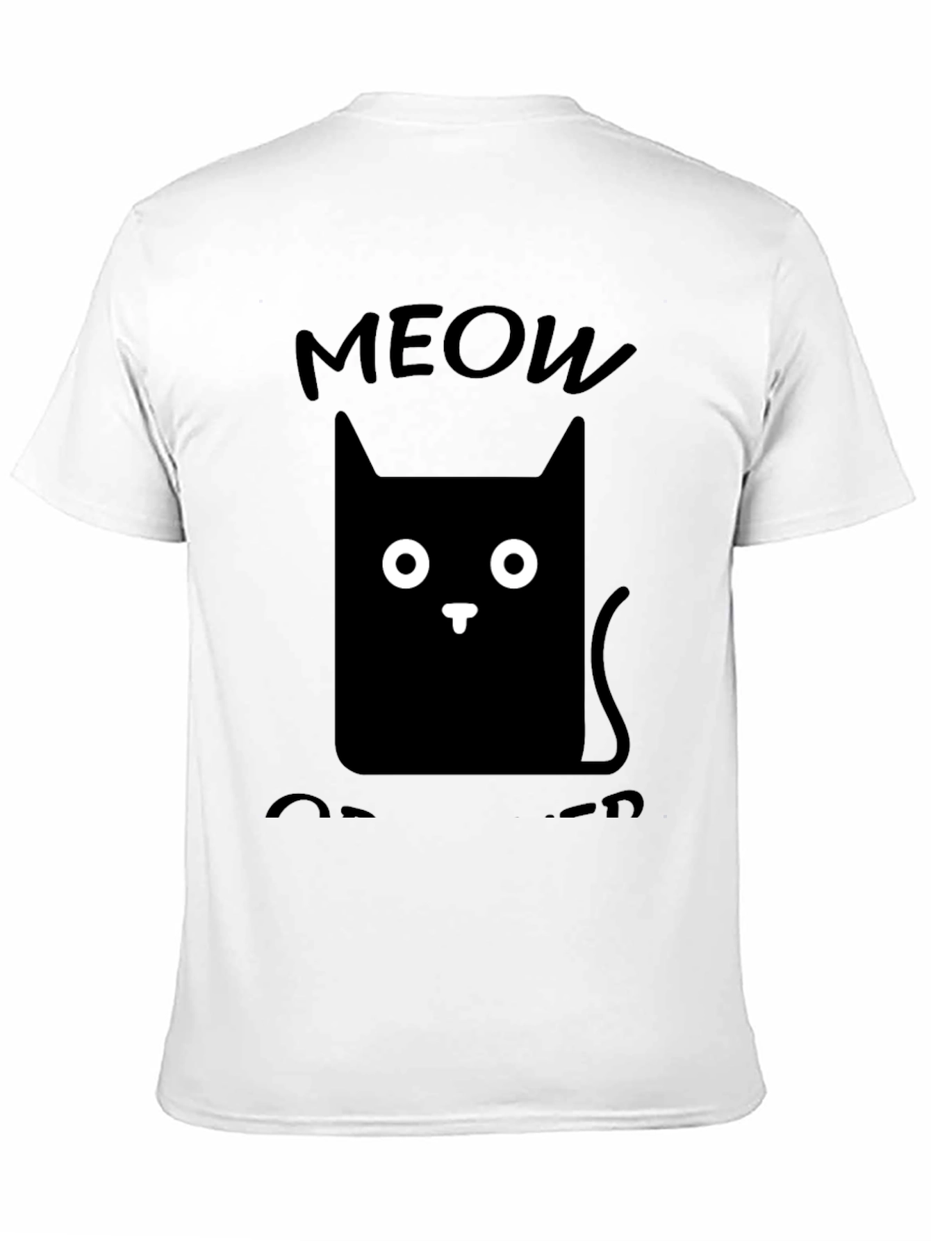 Meow Cat T-Shirt Cute Cat Graphic Tee Black Shirt