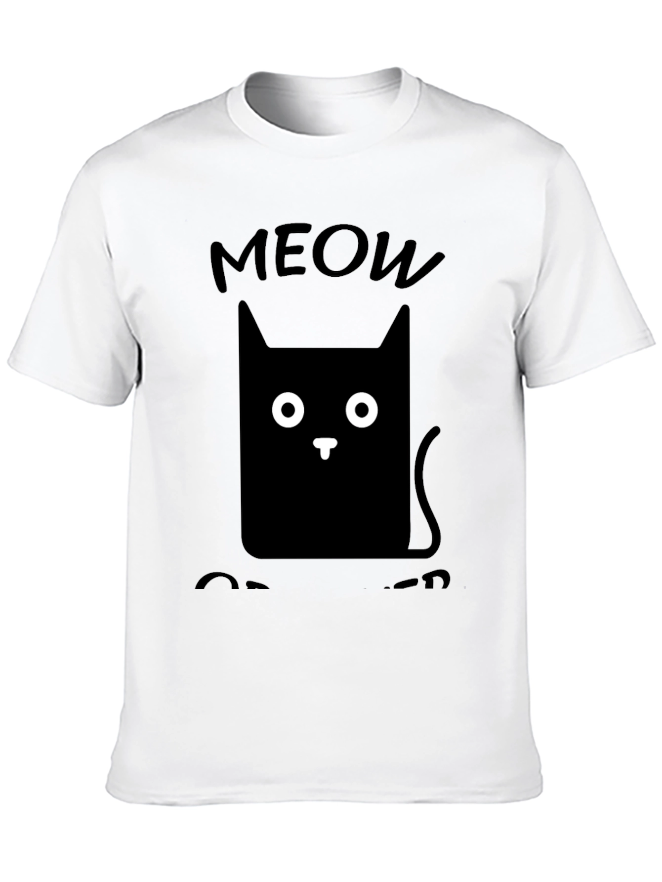 Meow Cat T-Shirt Cute Cat Graphic Tee Black Shirt