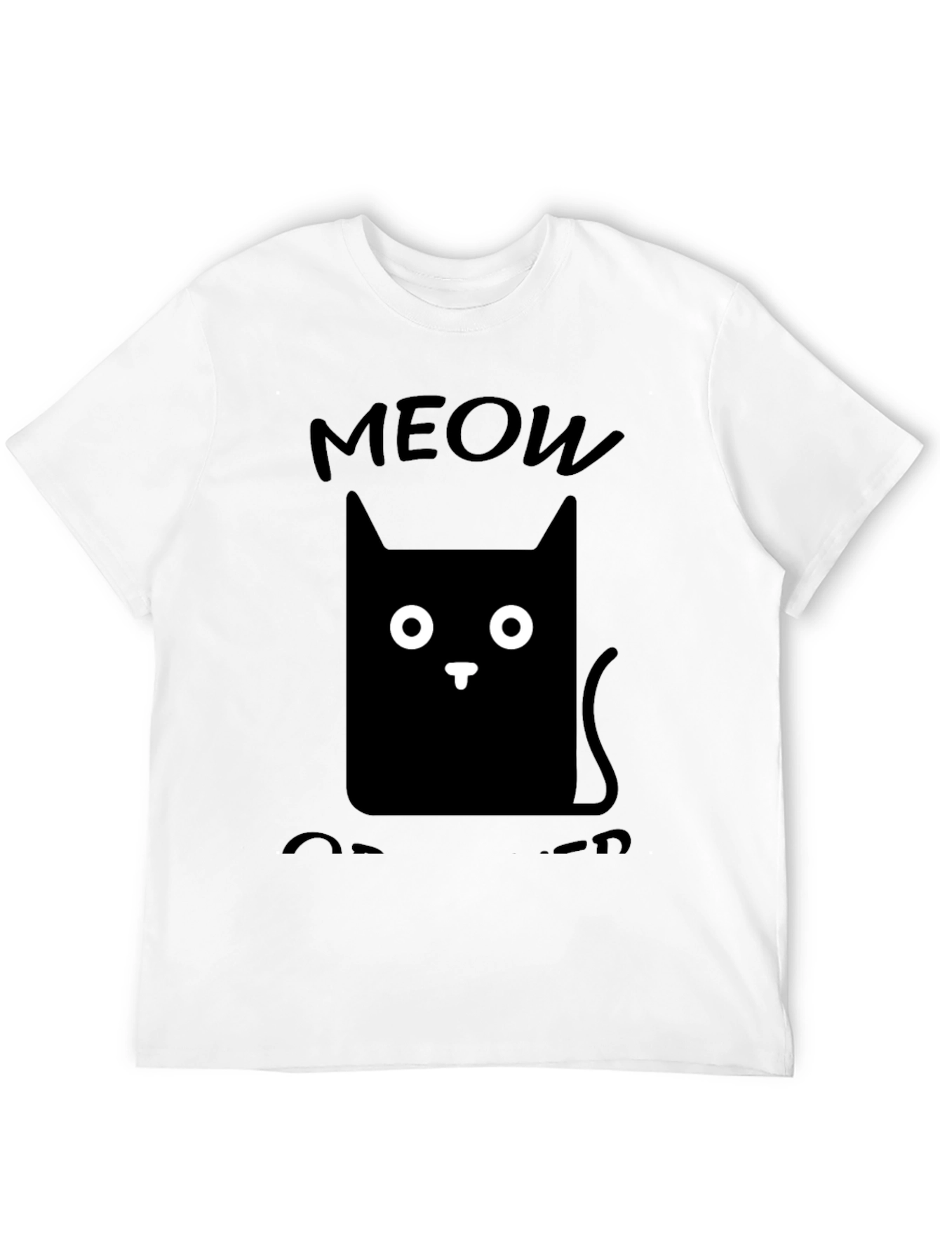 Meow Cat T-Shirt Cute Cat Graphic Tee Black Shirt