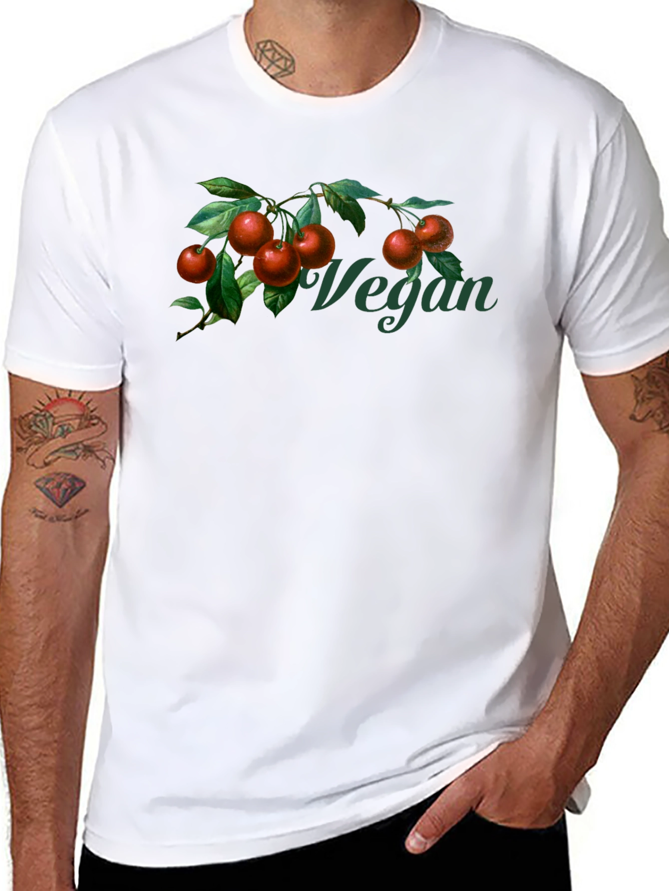 Vegan Cherry Branch Graphic T-Shirt - Unisex