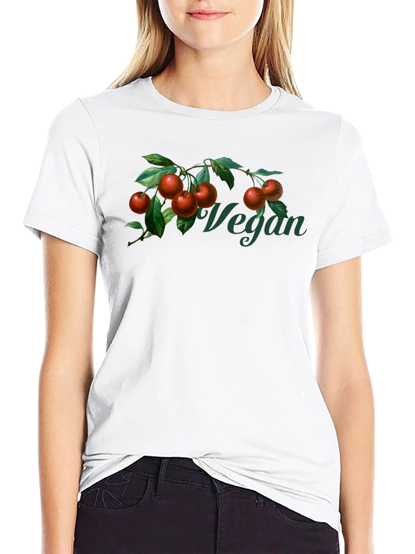 Vegan Cherry Branch Graphic T-Shirt - Unisex