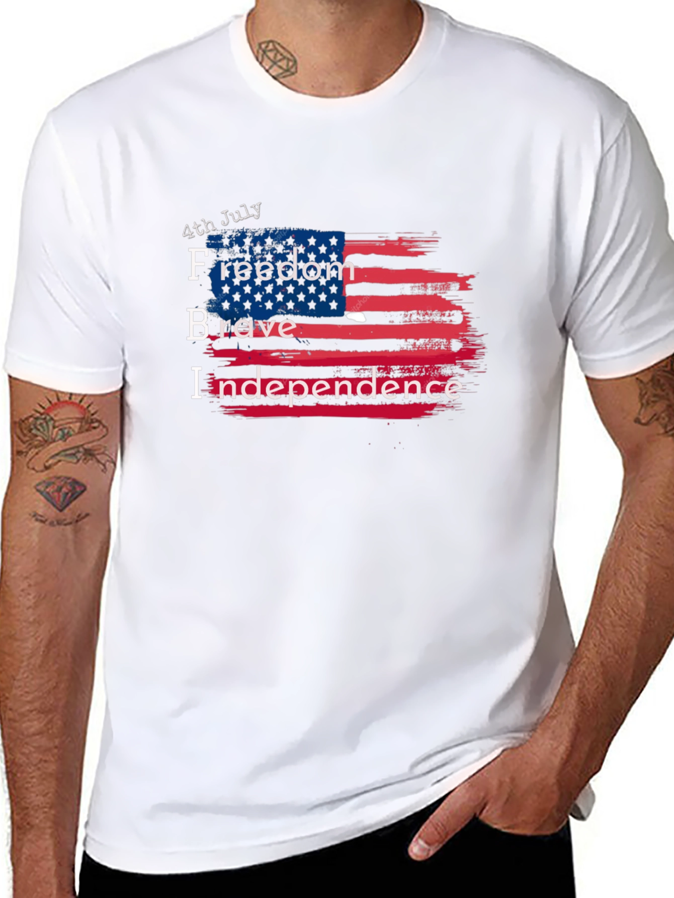 Patriotic 4th July T-Shirt: Freedom Brave Independence Design