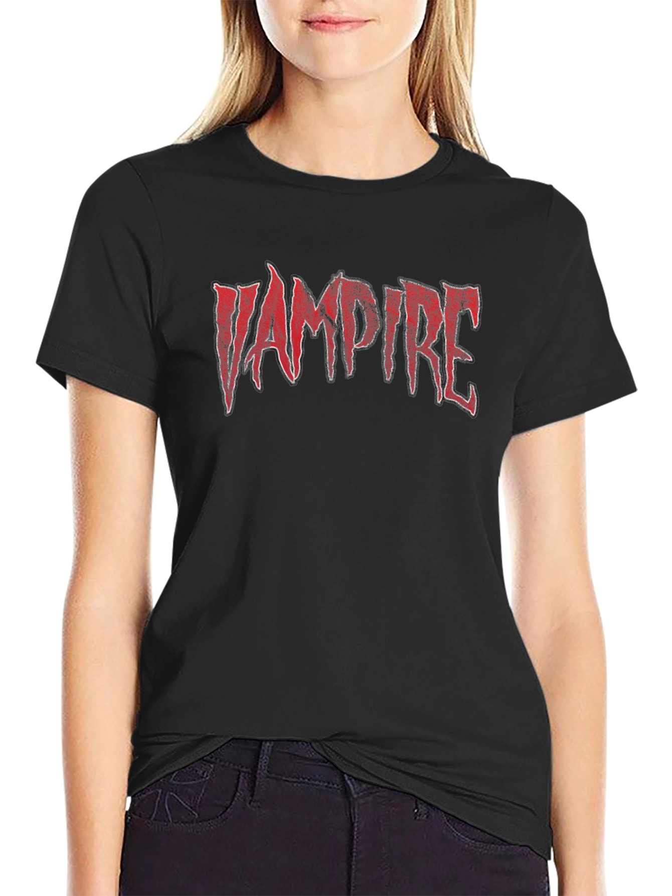 Vampire Graphic T-Shirt - Edgy Red Design on Black