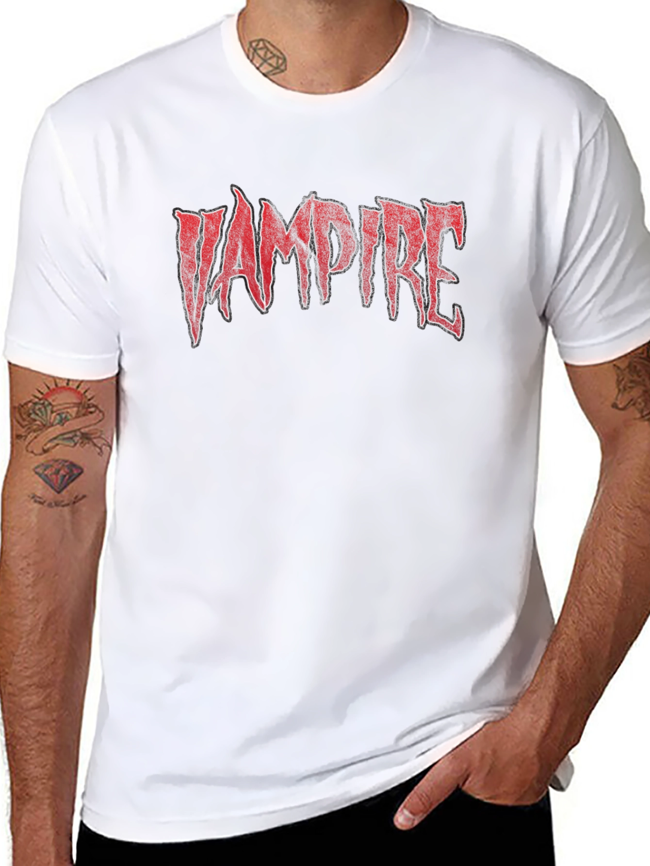 Vampire Graphic T-Shirt - Edgy Red Design on Black