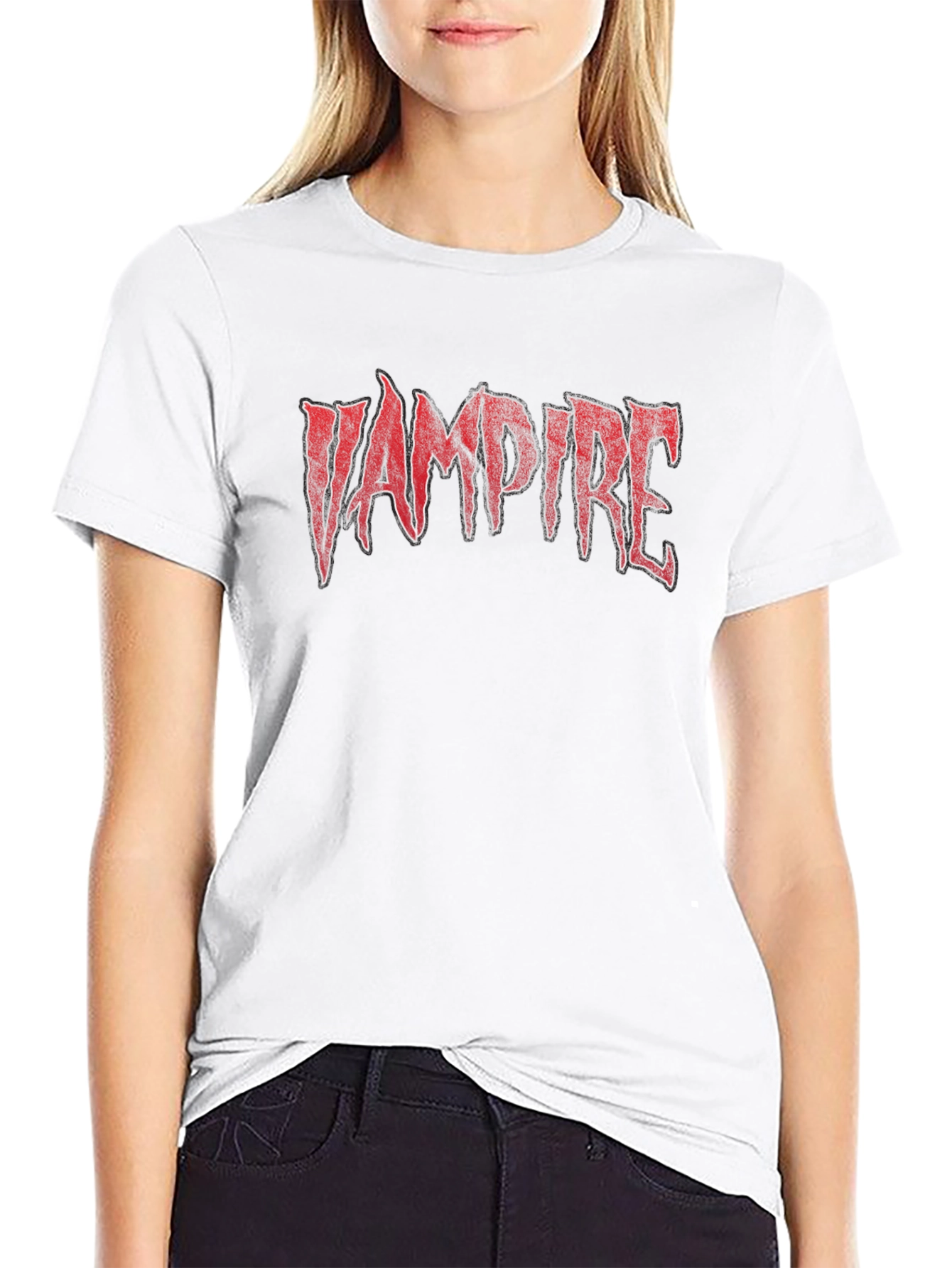 Vampire Graphic T-Shirt - Edgy Red Design on Black