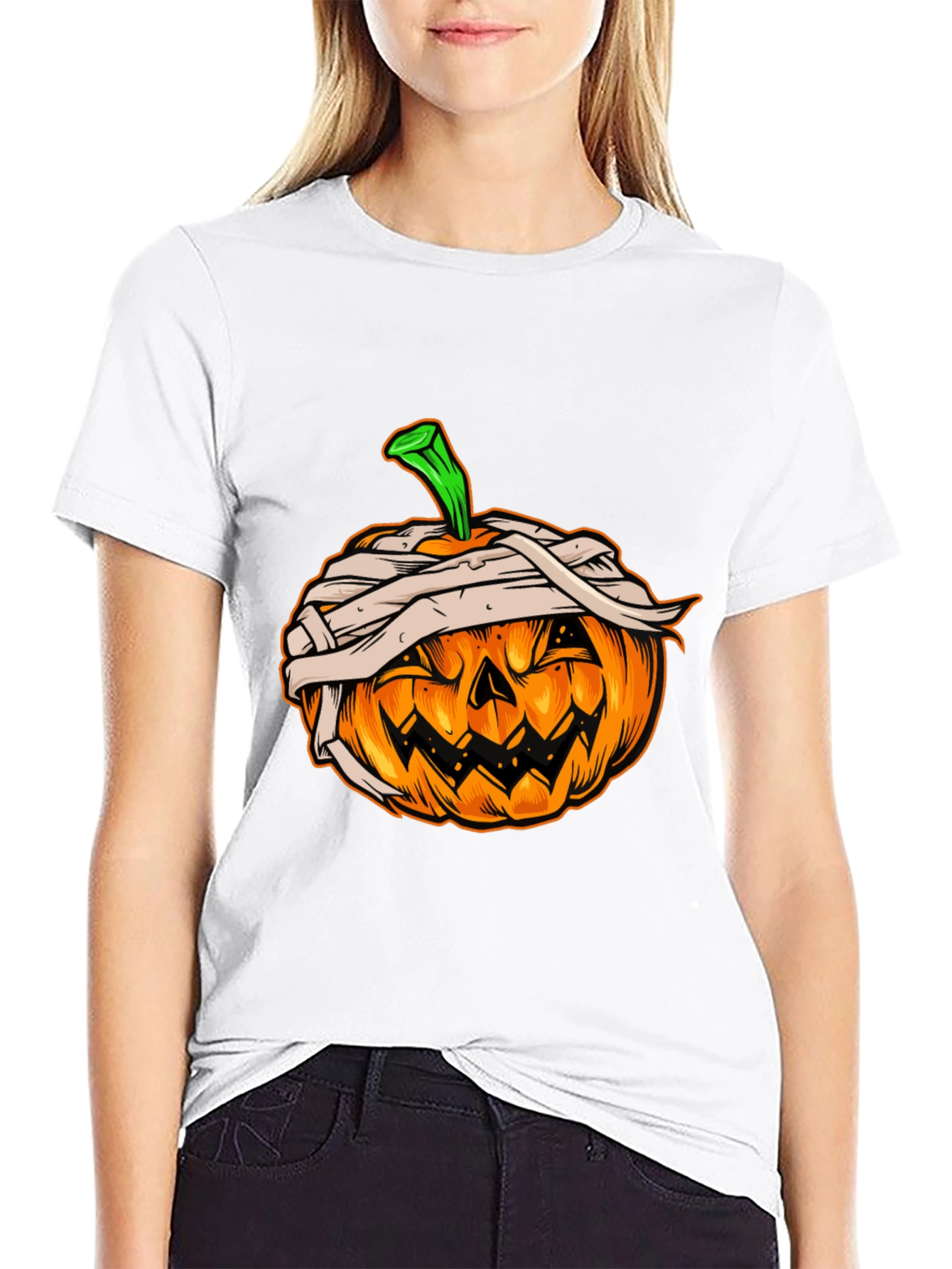 Halloween Pumpkin Mummy Graphic Tee
