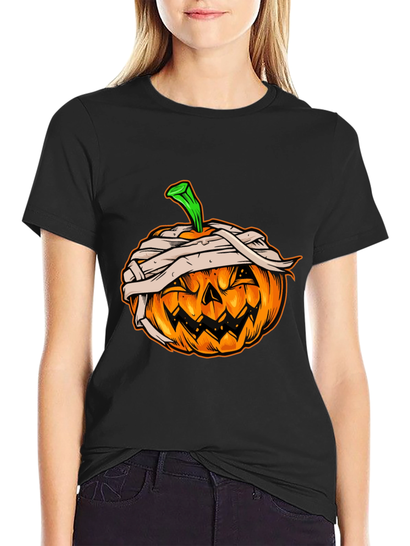 Halloween Pumpkin Mummy Graphic Tee